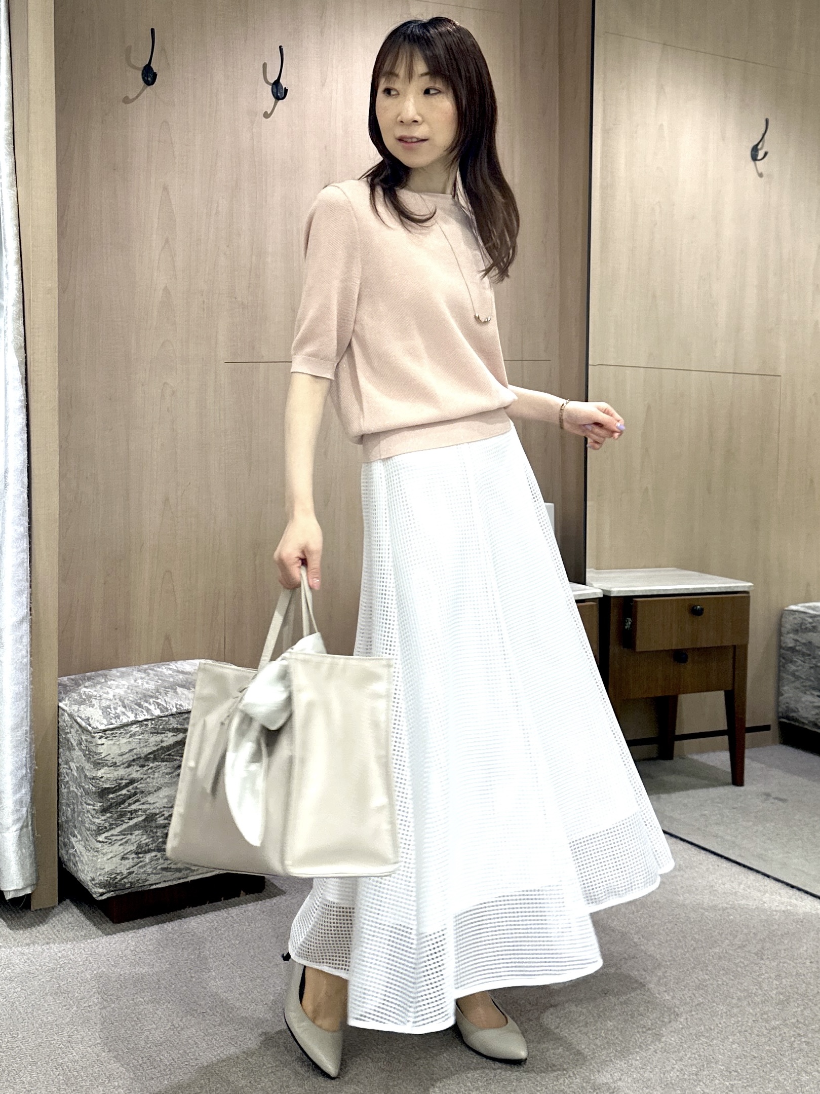 Miwaさんの「UNTITLED｜◆【アンサンブル可】ラメ混クルーネックカーディガン」を使ったコーディネート