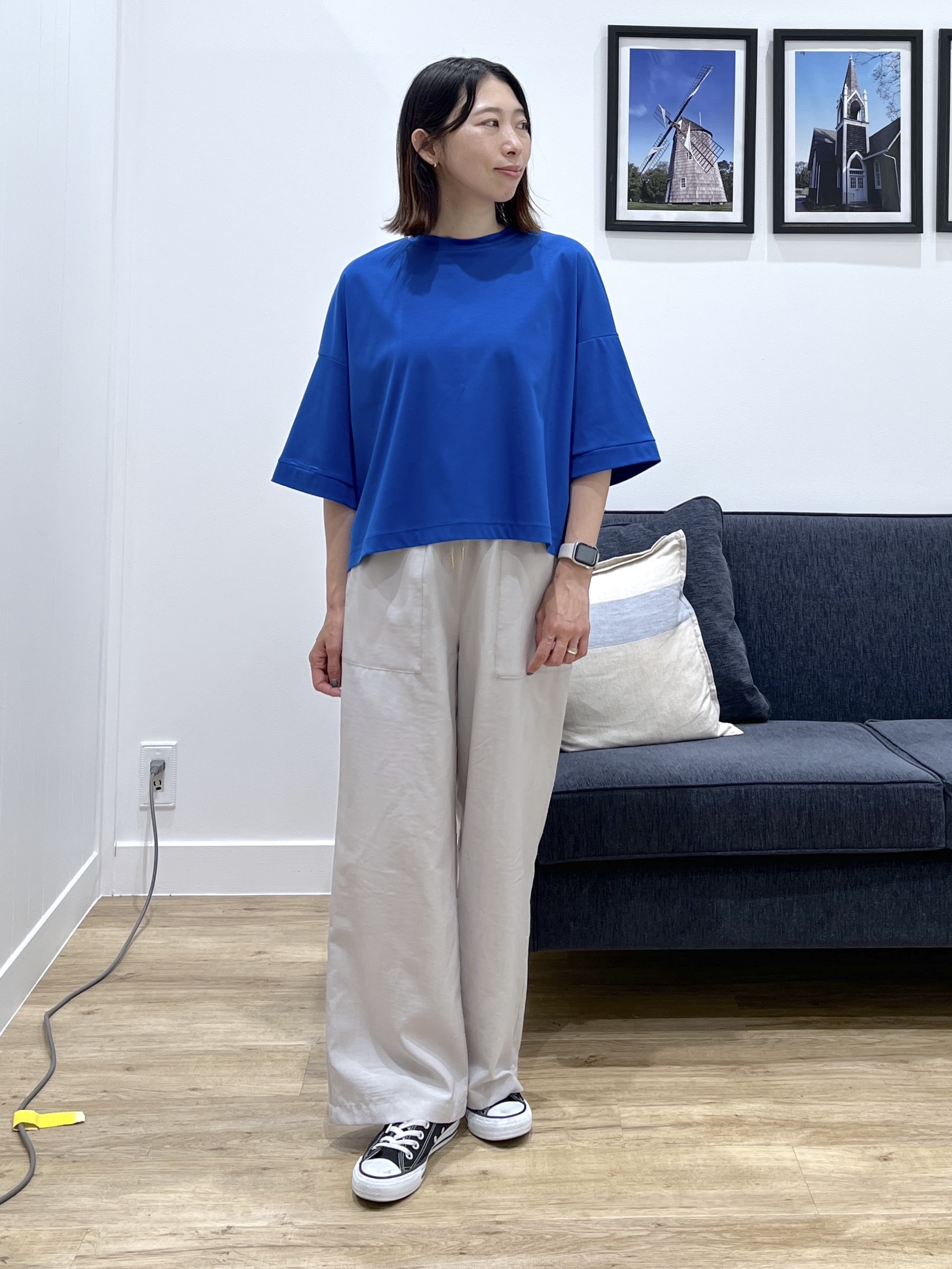 canaさんの「Dessin｜【体型カバー】美光沢カットソーボクシーシルエット」を使ったコーディネート