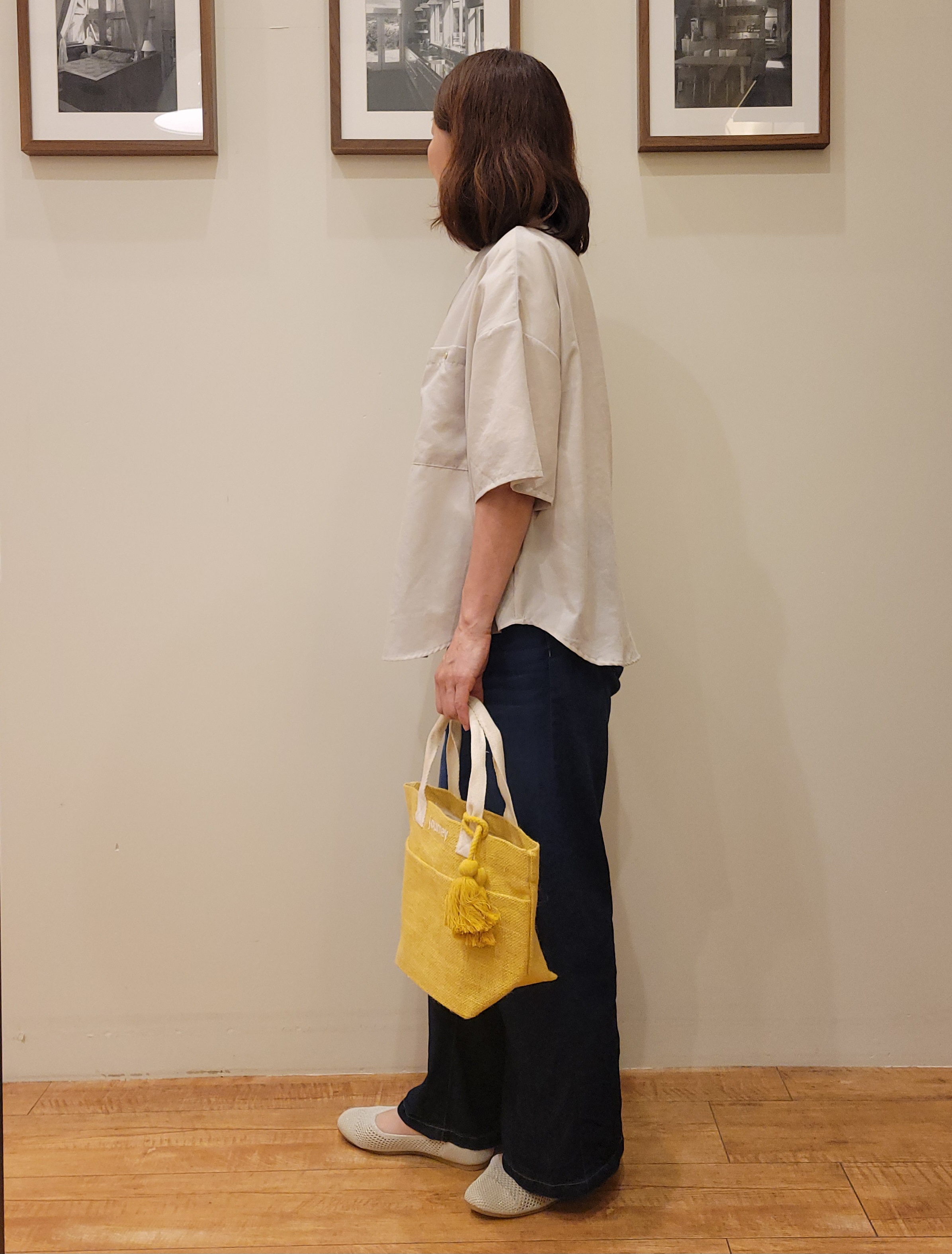 ユウさんの「SHOO･LA･RUE｜【洗濯機可/S-LL】大人の抜け感 ゆるっと5分袖シャツ」を使ったコーディネート