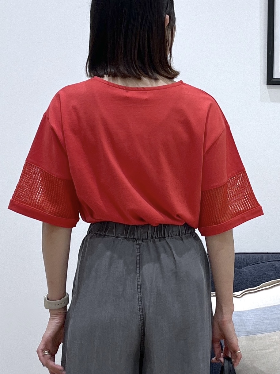 canaさんの「Dessin｜【接触冷感】メッシュレーススリーブプルオーバー」を使ったコーディネート