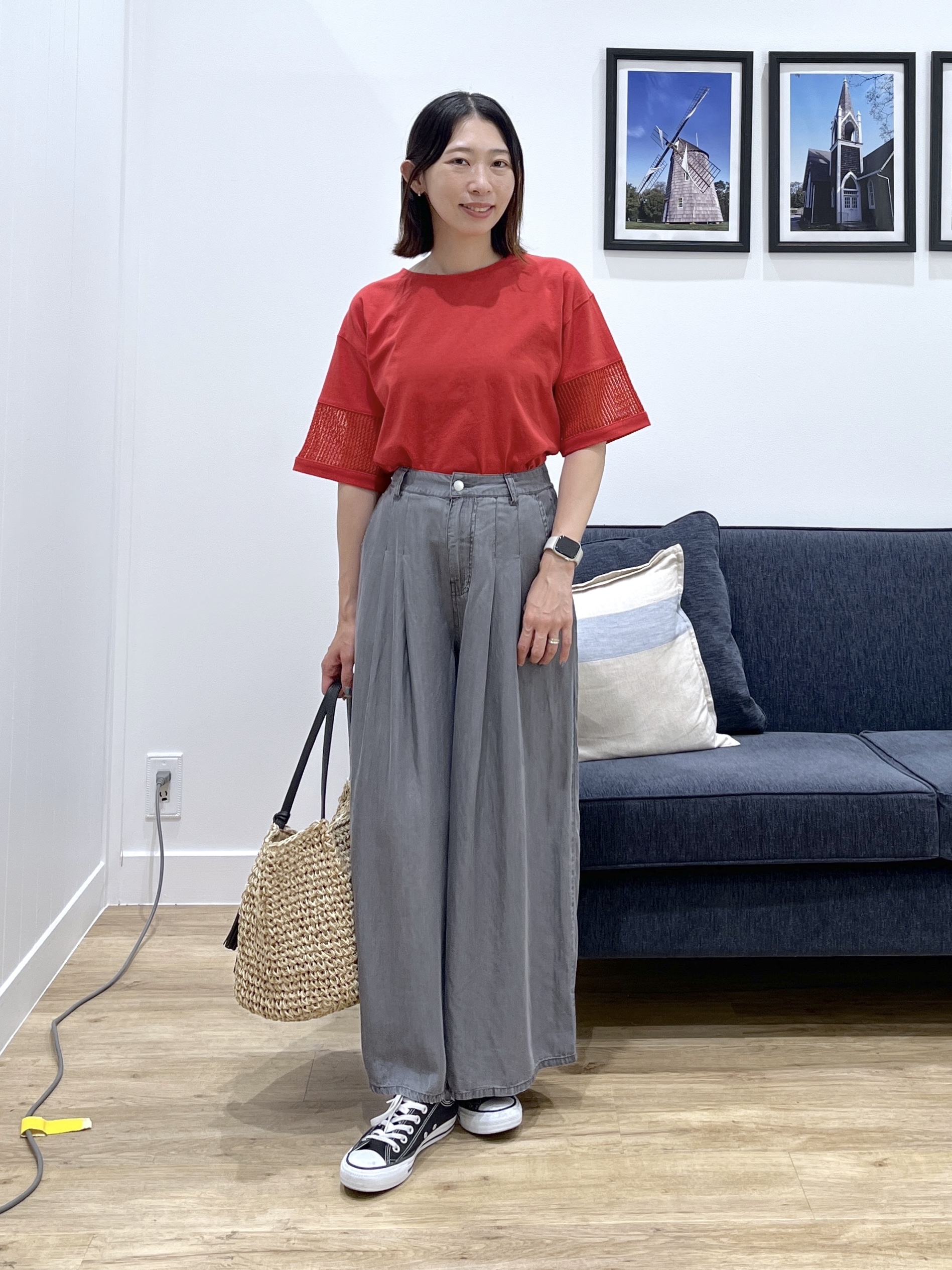 canaさんの「Dessin｜【接触冷感】メッシュレーススリーブプルオーバー」を使ったコーディネート