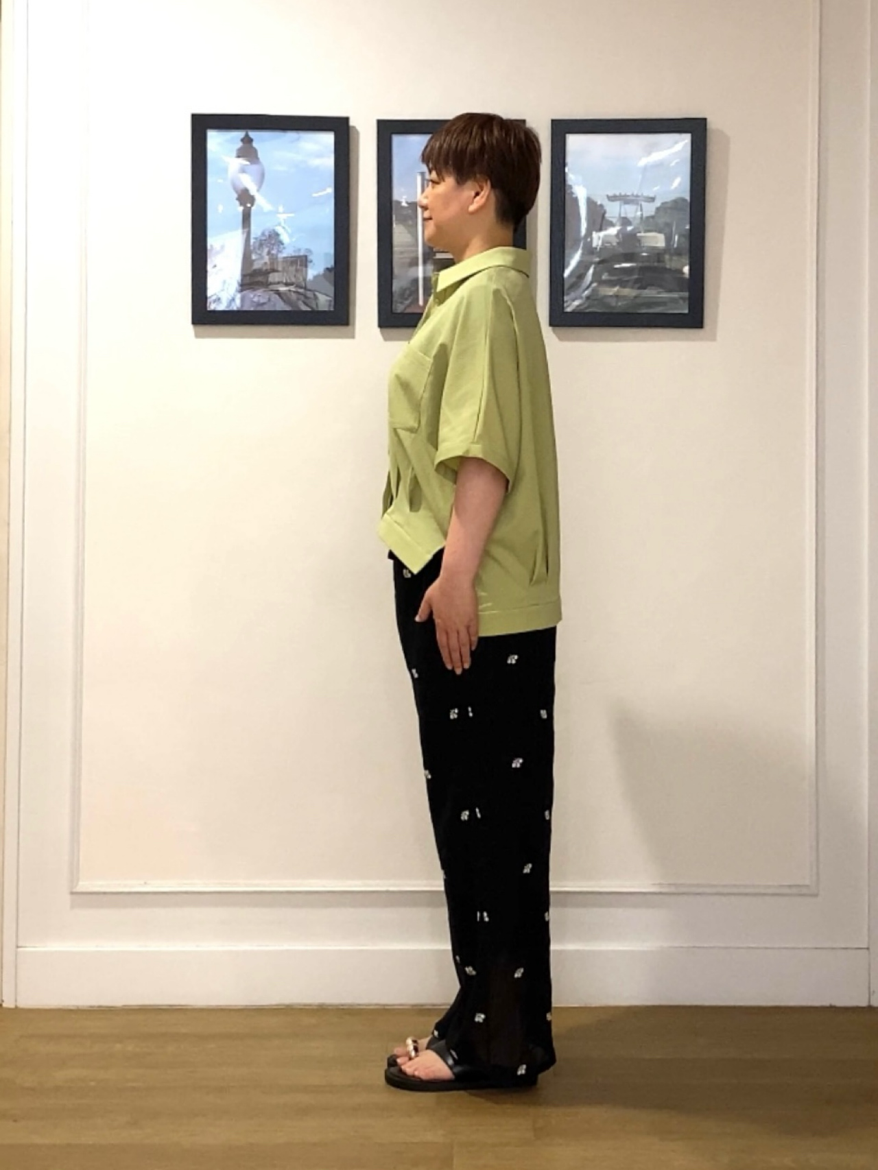 Hiroさんの「Dessin｜タックヘム クロップドシュリンクシャツ」を使ったコーディネート