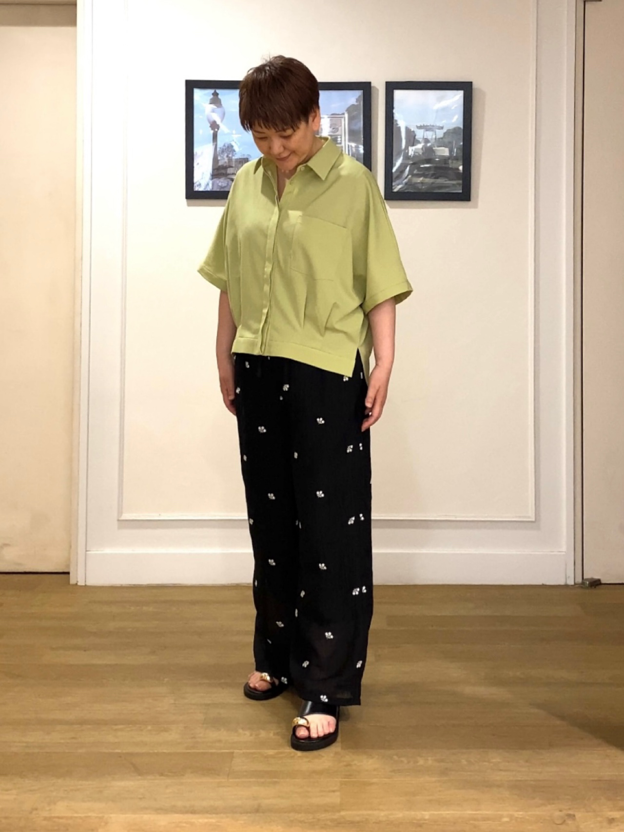 Hiroさんの「Dessin｜タックヘム クロップドシュリンクシャツ」を使ったコーディネート