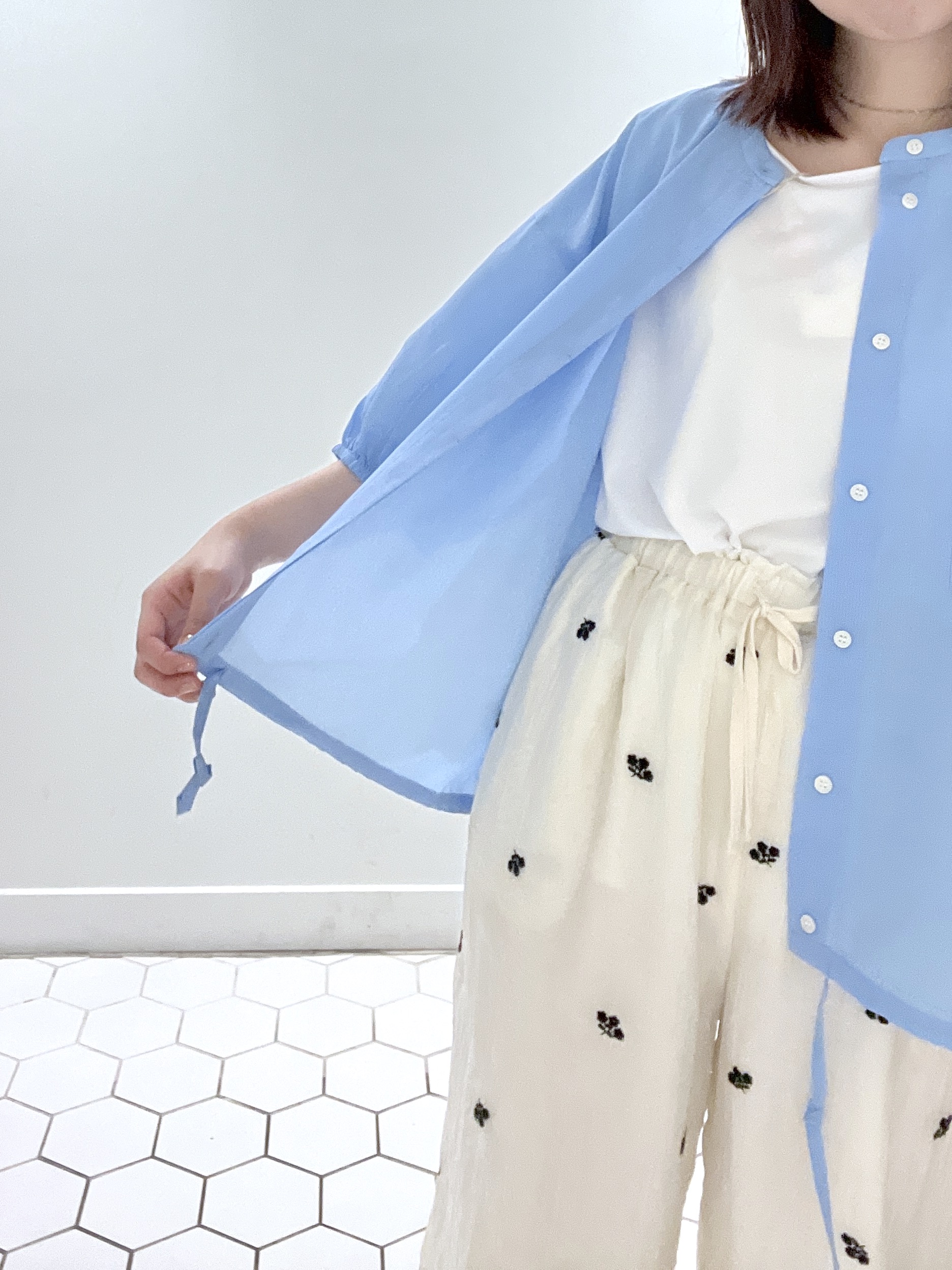 Makinoさんの「Dessin｜【高通気/セットアップ可】ハーフスリーブドロストシャツブラウス」を使ったコーディネート
