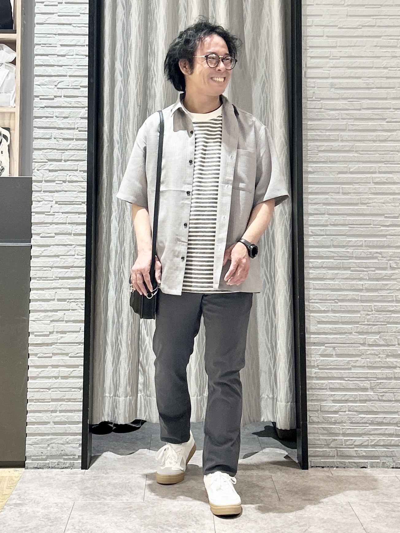KENJI Iさんの「THE SHOP TK｜【LINO FINE】 リネンライク半袖シャツ UVカット／イージーケア／吸水速乾／洗濯機OK／セッ」を使ったコーディネート