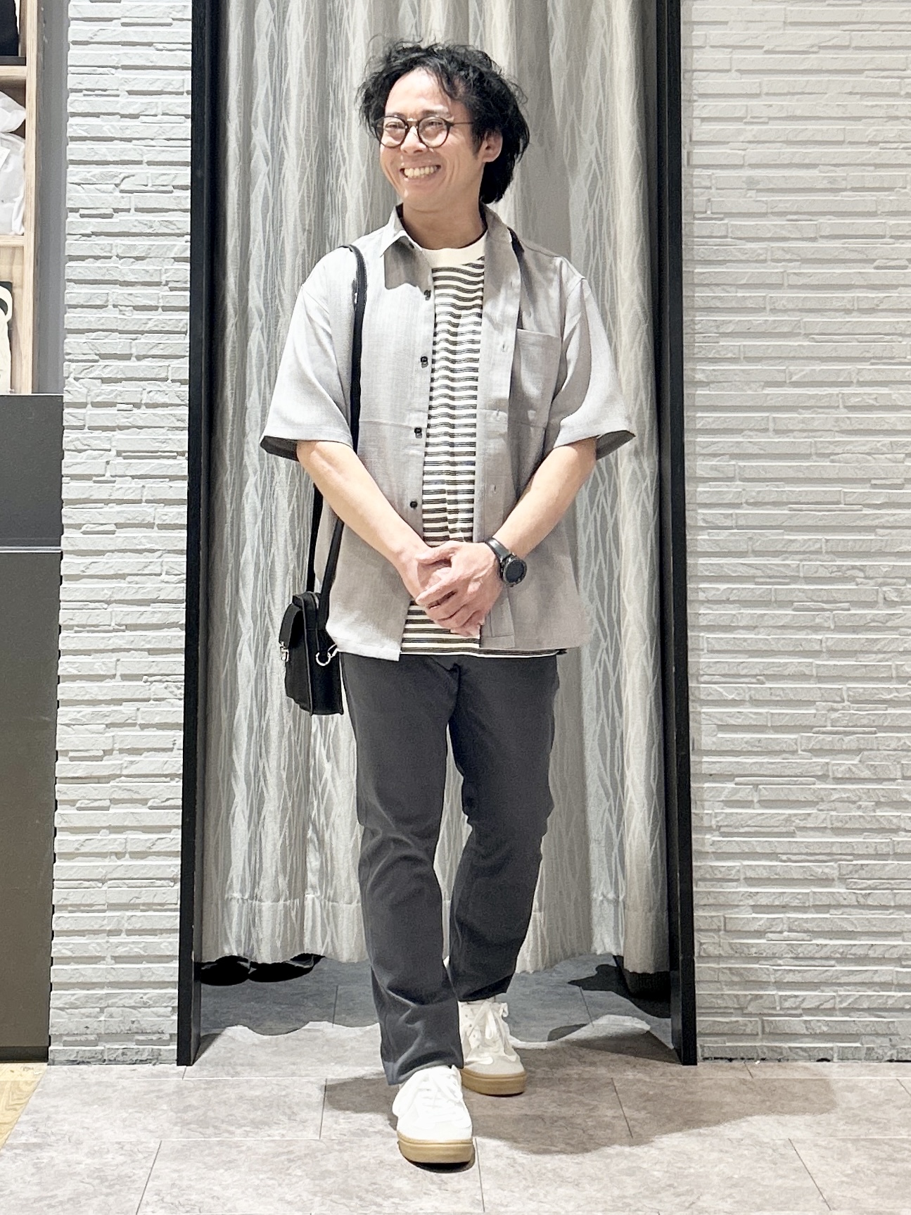 KENJI Iさんの「THE SHOP TK｜【LINO FINE】 リネンライク半袖シャツ UVカット／イージーケア／吸水速乾／洗濯機OK／セッ」を使ったコーディネート