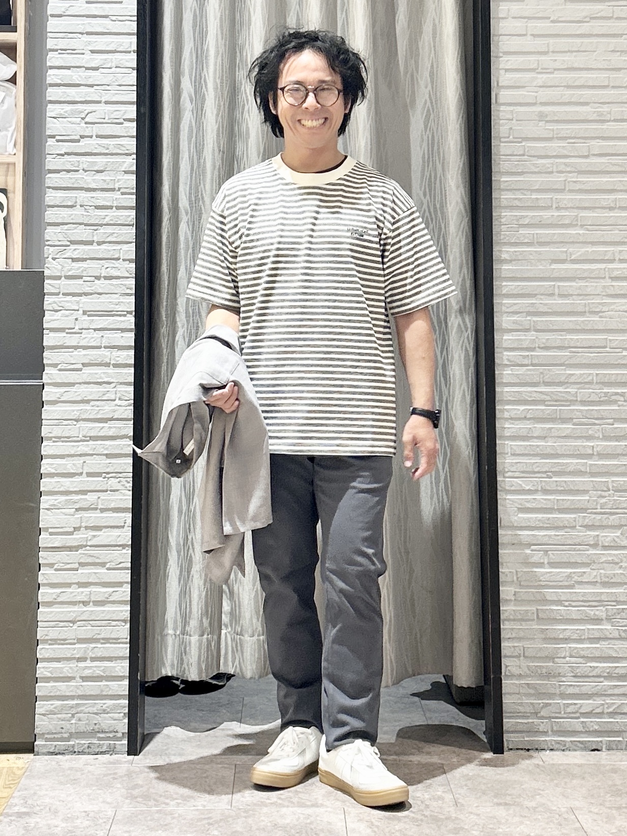 KENJI Iさんの「THE SHOP TK｜【LINO FINE】 リネンライク半袖シャツ UVカット／イージーケア／吸水速乾／洗濯機OK／セッ」を使ったコーディネート