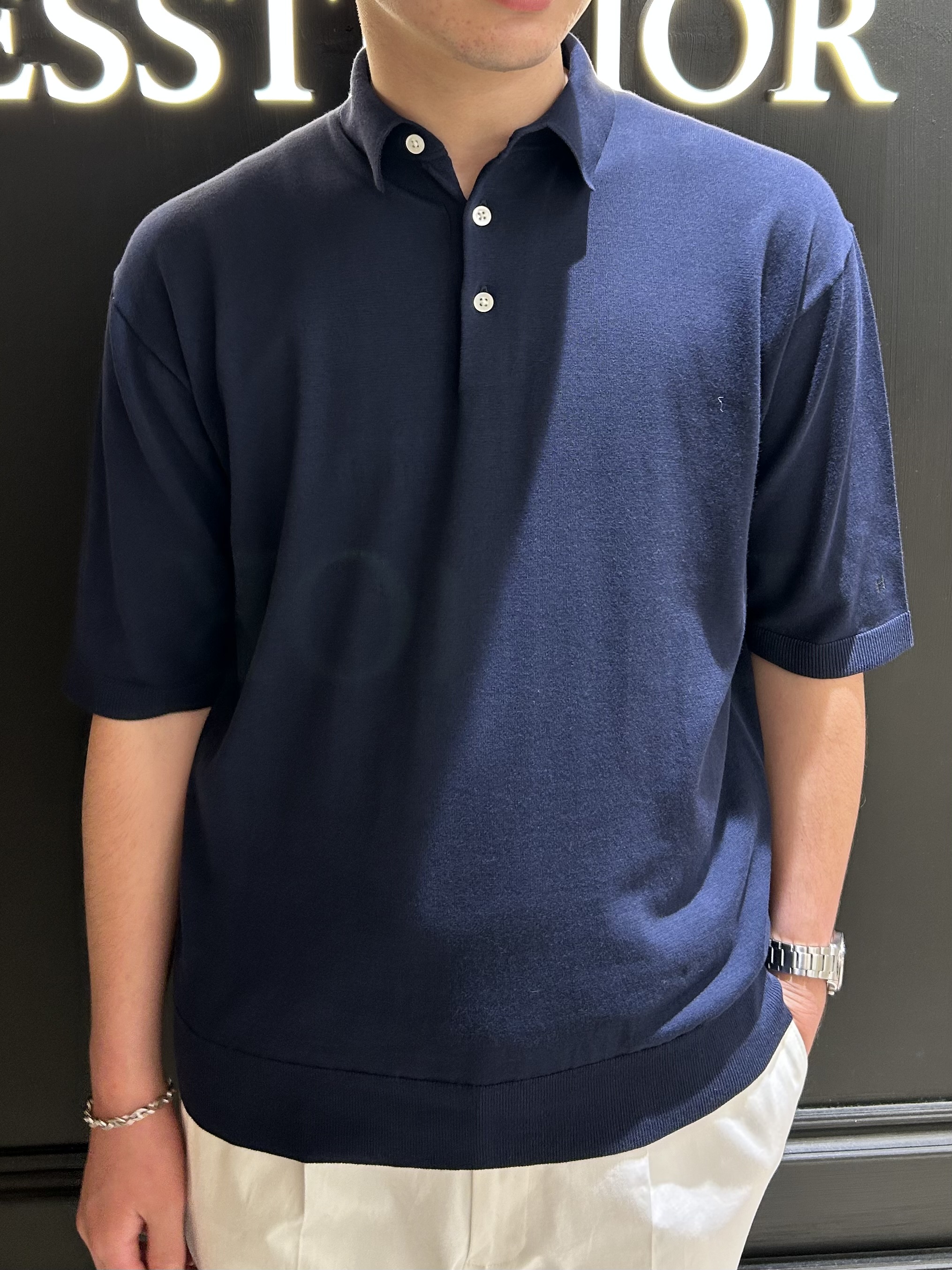 千葉亮太さんの「DRESSTERIOR｜【干場義雅&times;DRESSTERIOR/再入荷】ウォッシャブル ニットポロシャツ」を使ったコーディネート