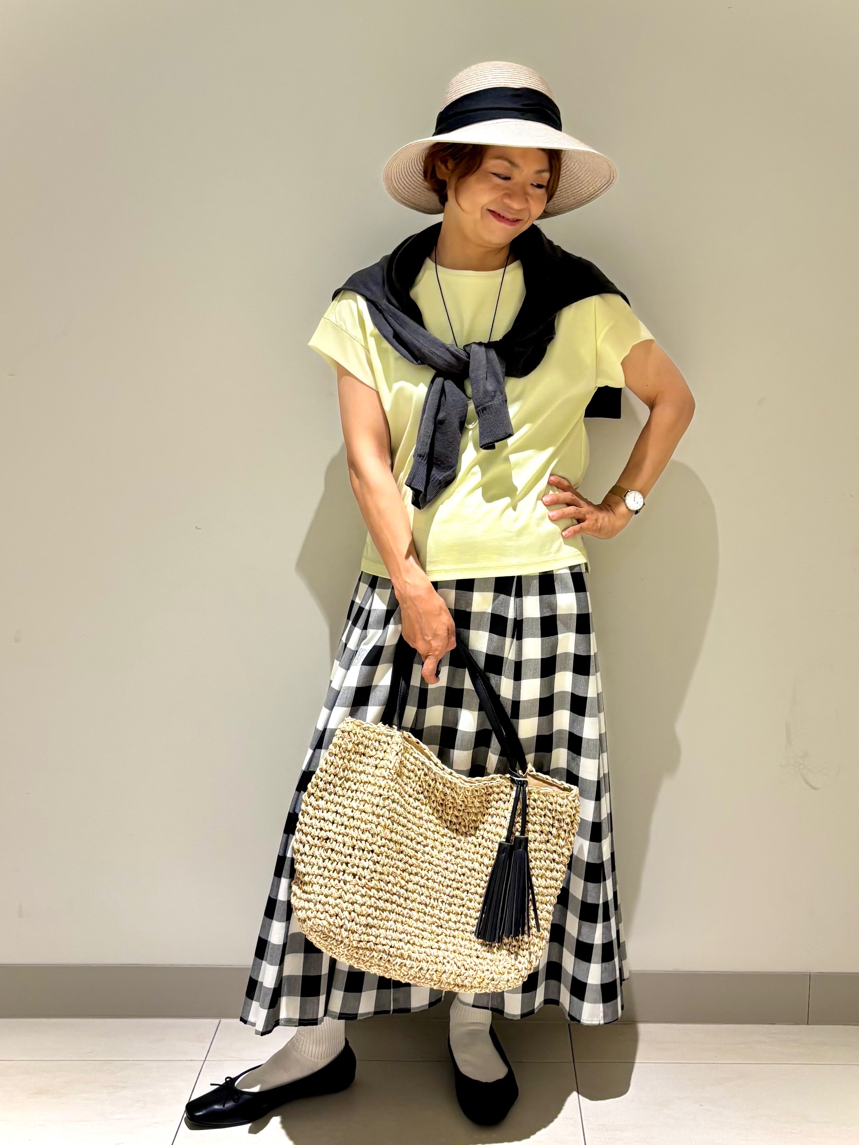 Haruさんの「Dessin｜【UVカット/接触冷感】美光沢カットソー」を使ったコーディネート