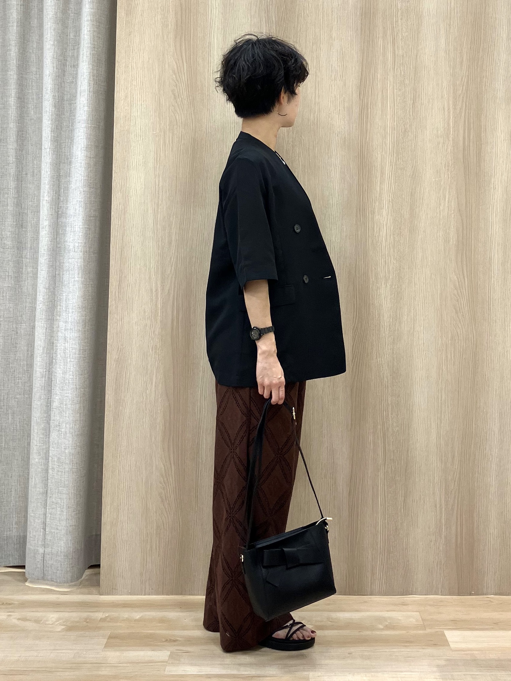 Keiさんの「grove｜【洗濯機OK/ひんやり】軽く羽織れるハーフスリーブジャケット」を使ったコーディネート