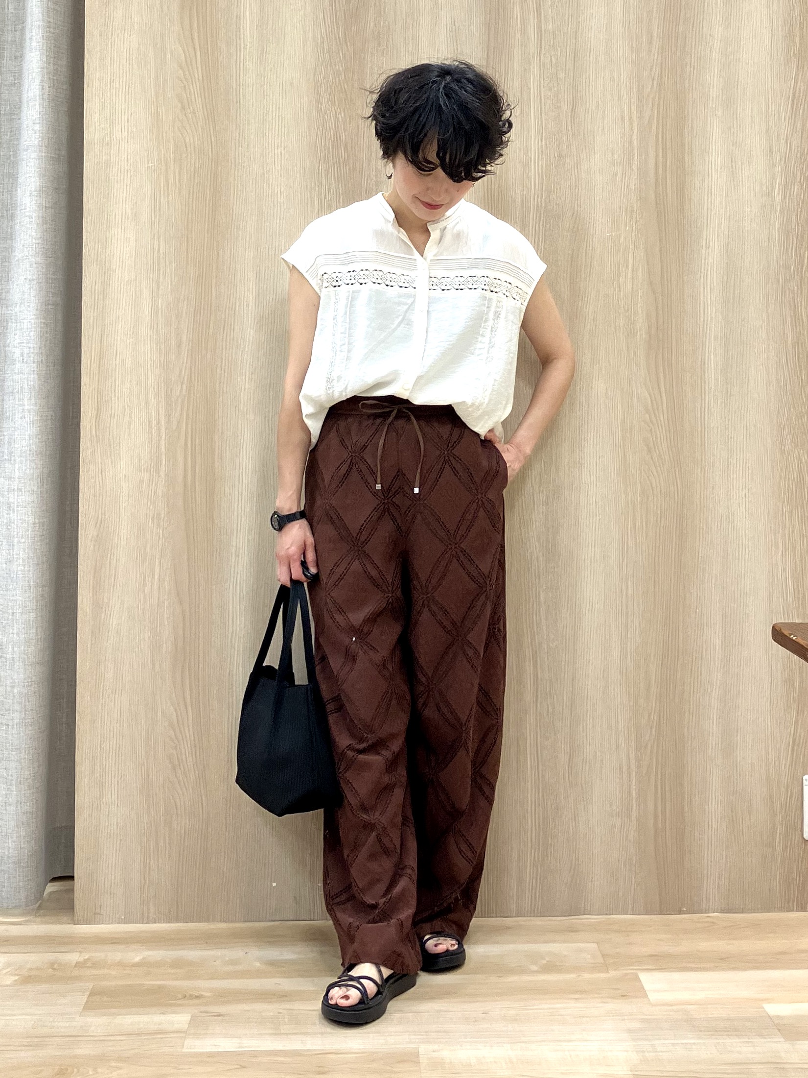 Keiさんの「grove｜【洗濯機OK/ひんやり】軽く羽織れるハーフスリーブジャケット」を使ったコーディネート