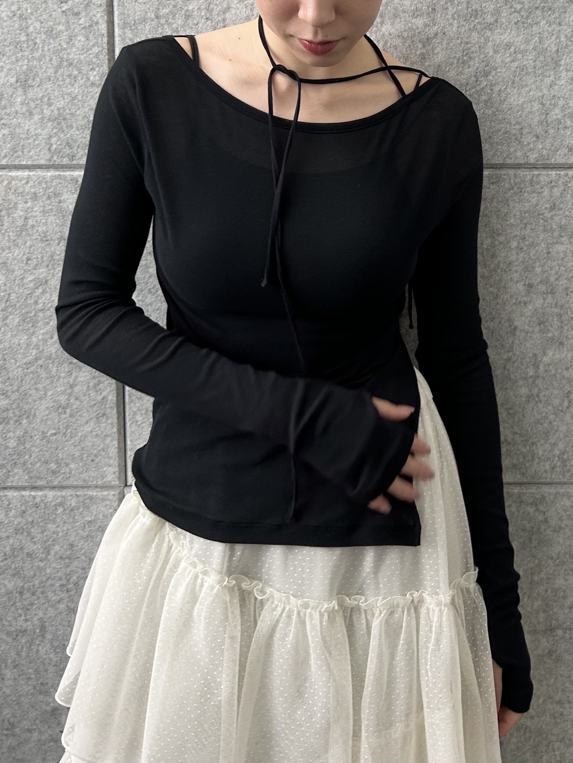 honoka Aさんの「CODE A｜jersey ribbon pullover」を使ったコーディネート