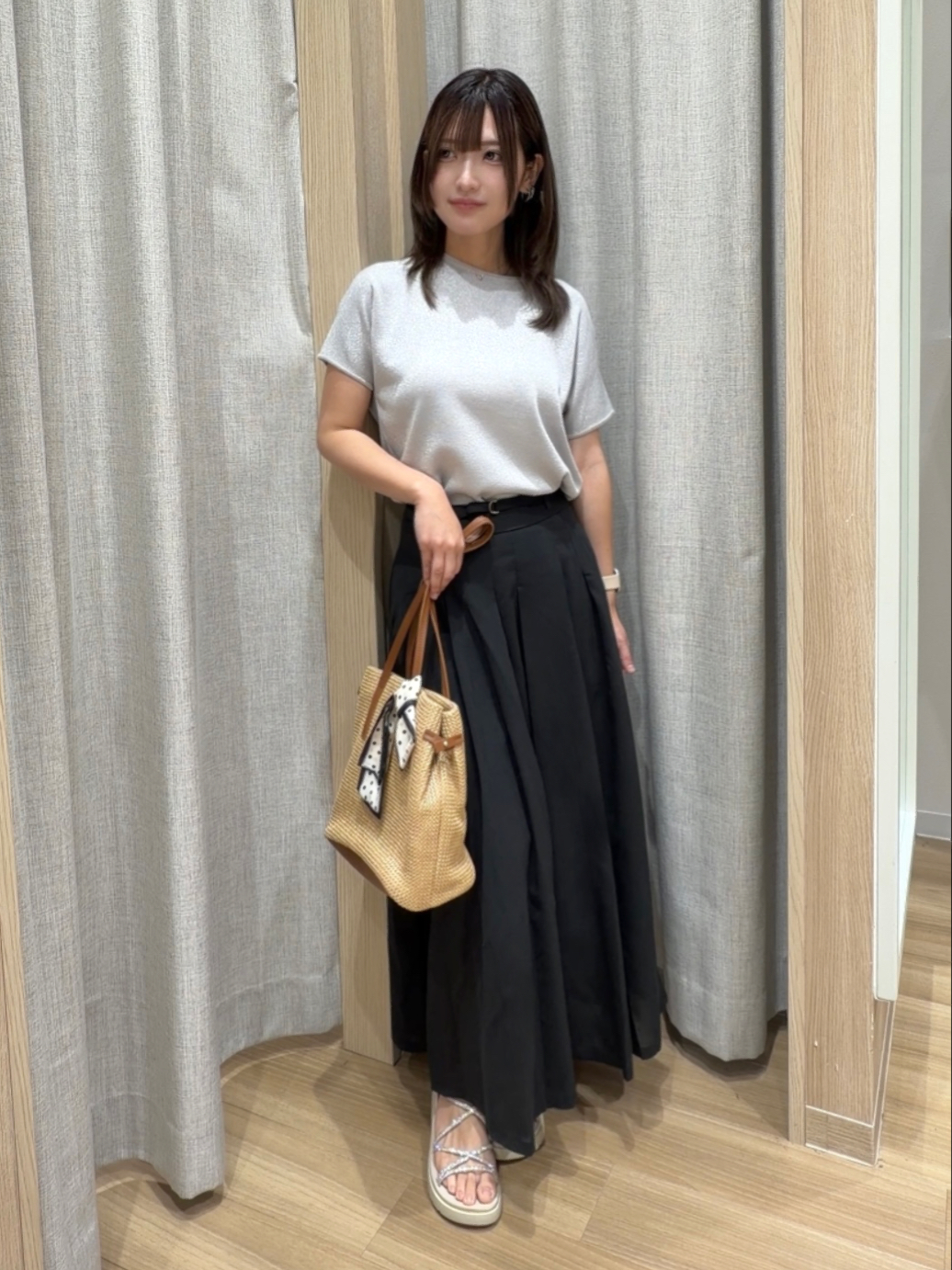 Fumikaさんの「grove｜【シリーズ累計36万枚！名品ニット】やわらかドライタッチ ドルマンニット」を使ったコーディネート