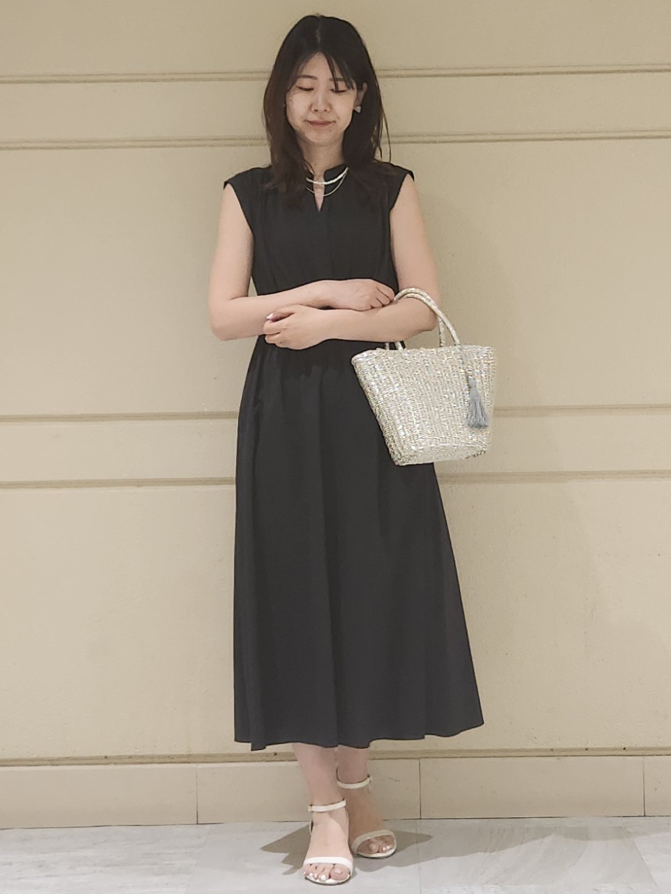 yukaさんの「COUP DE CHANCE｜【洗える/涼しい】スタンドカラーワンピース」を使ったコーディネート