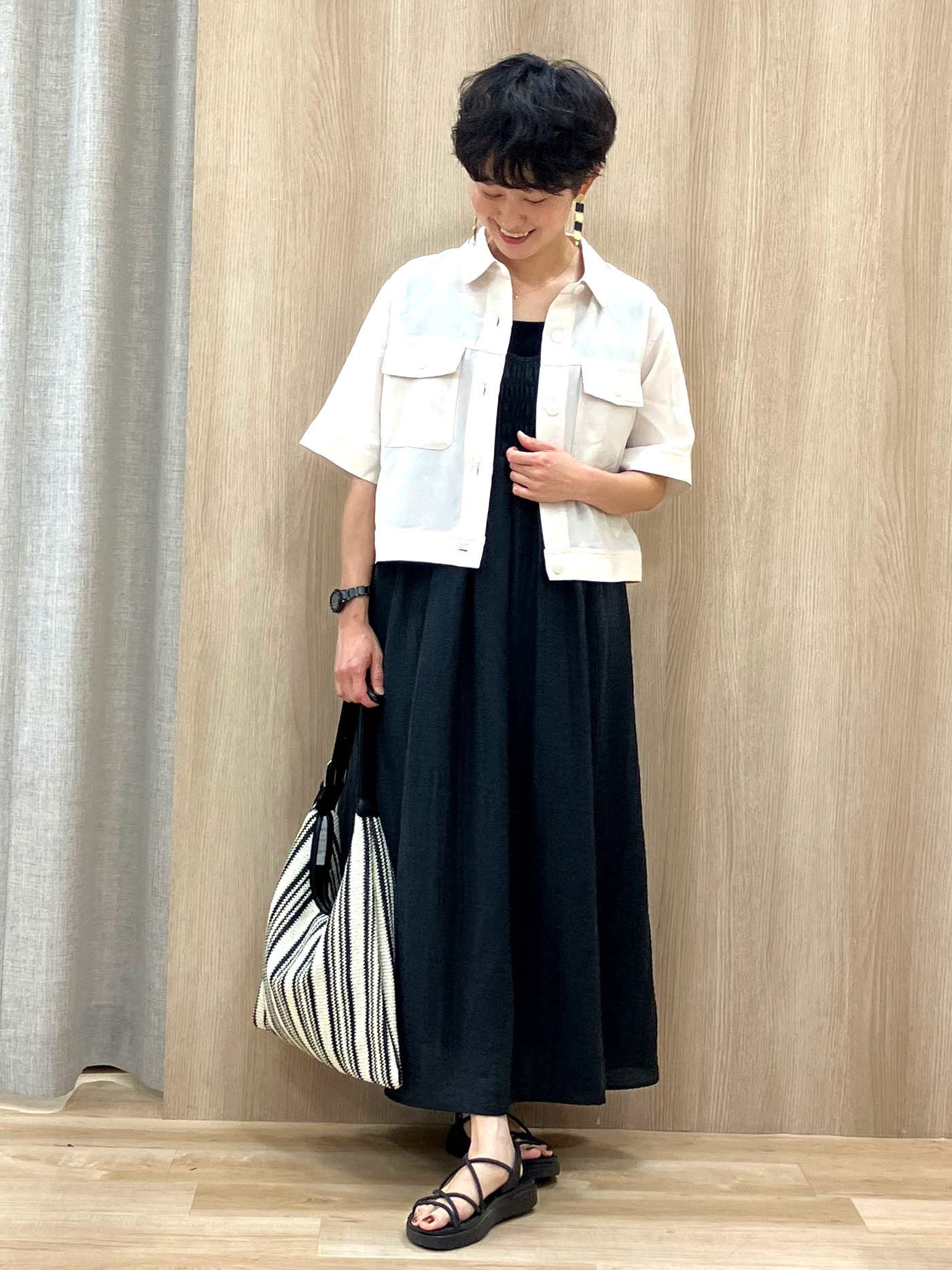 Keiさんの「grove｜【吸水速乾・通気性・洗える】衿付きハーフジャケット」を使ったコーディネート