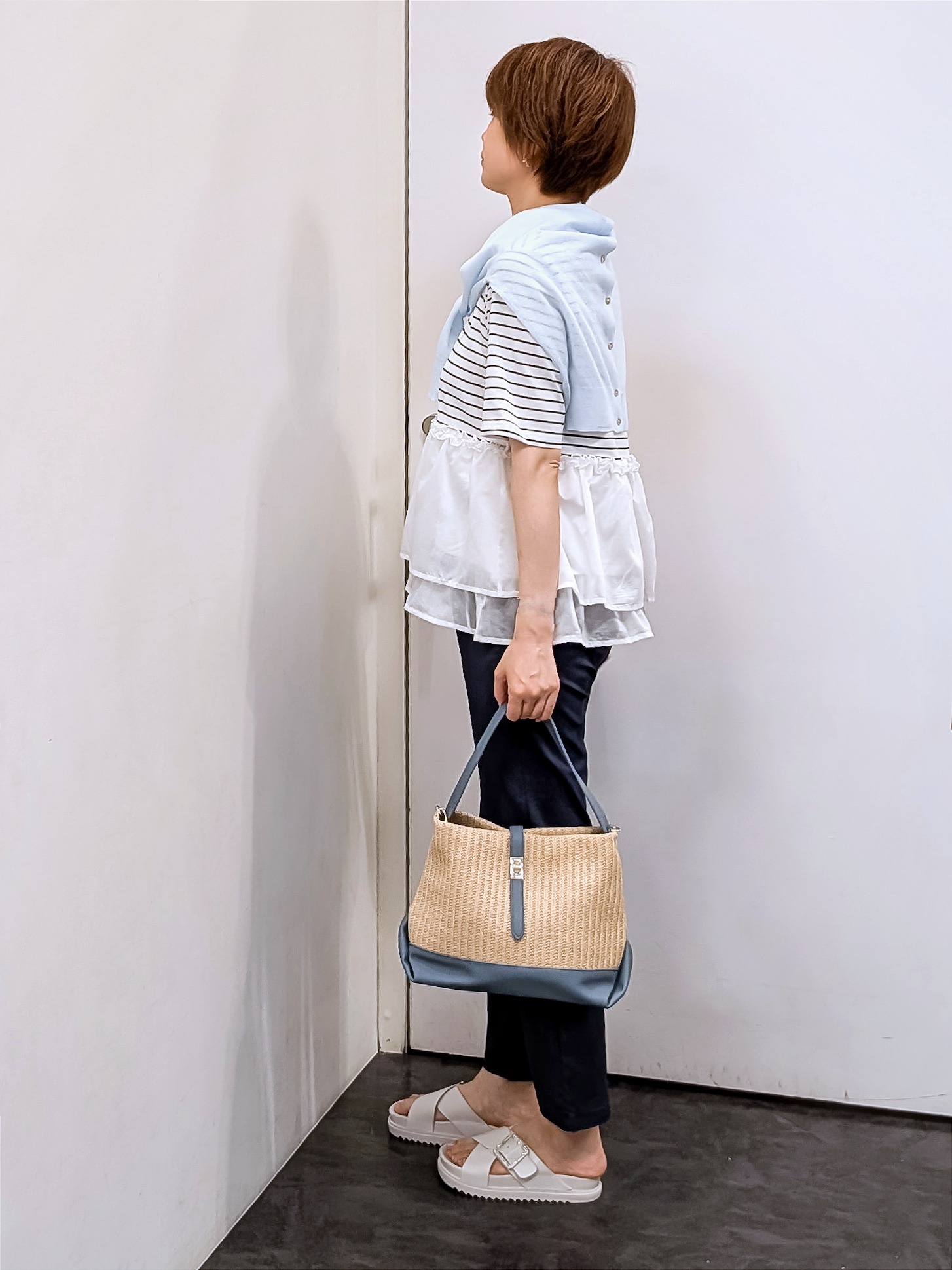 やまちゃんさんの「grove｜高評価！【洗える/名品】大人の透け感、シアーカーディガン」を使ったコーディネート