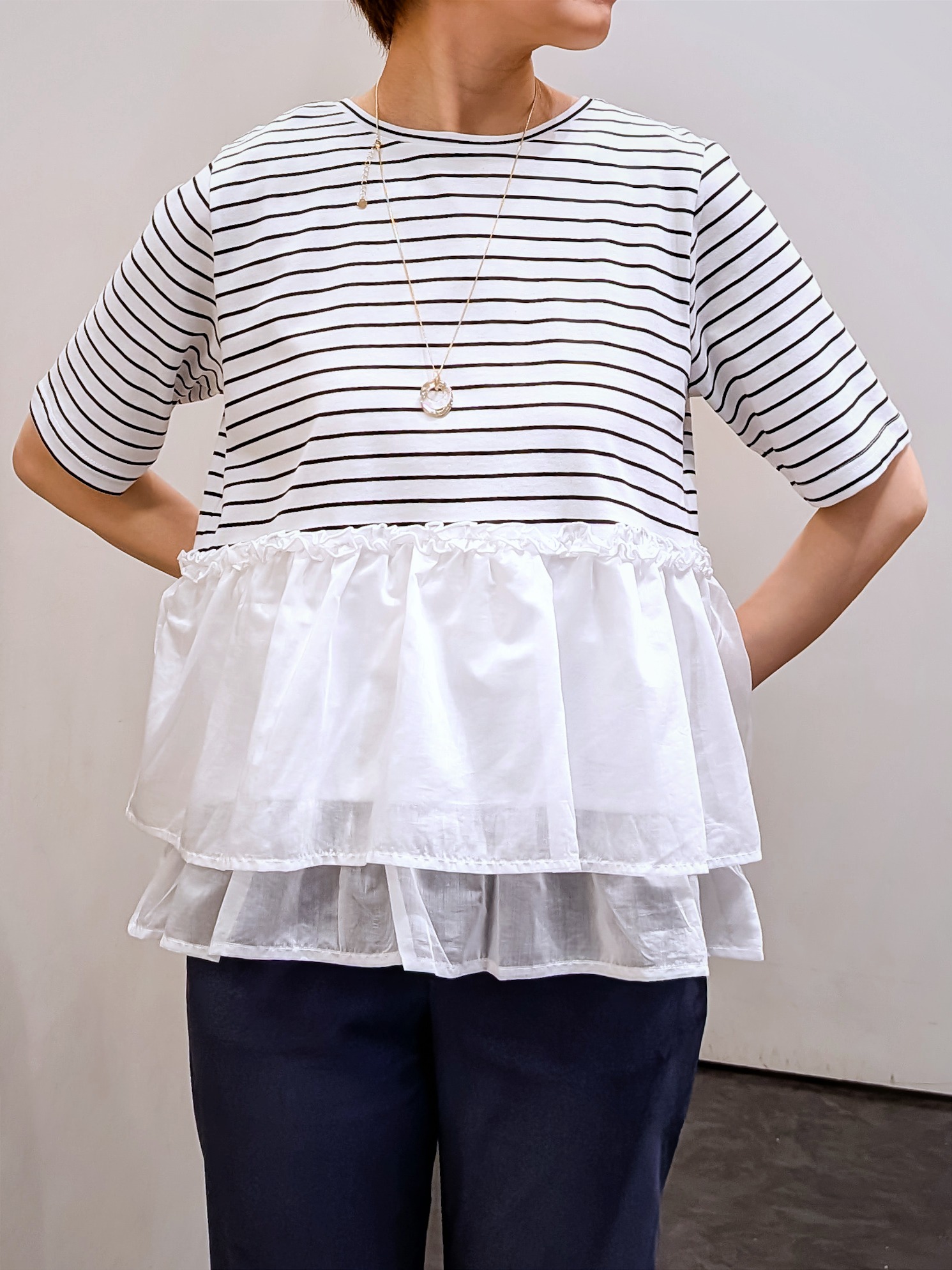 やまちゃんさんの「grove｜高評価！【洗える/名品】大人の透け感、シアーカーディガン」を使ったコーディネート