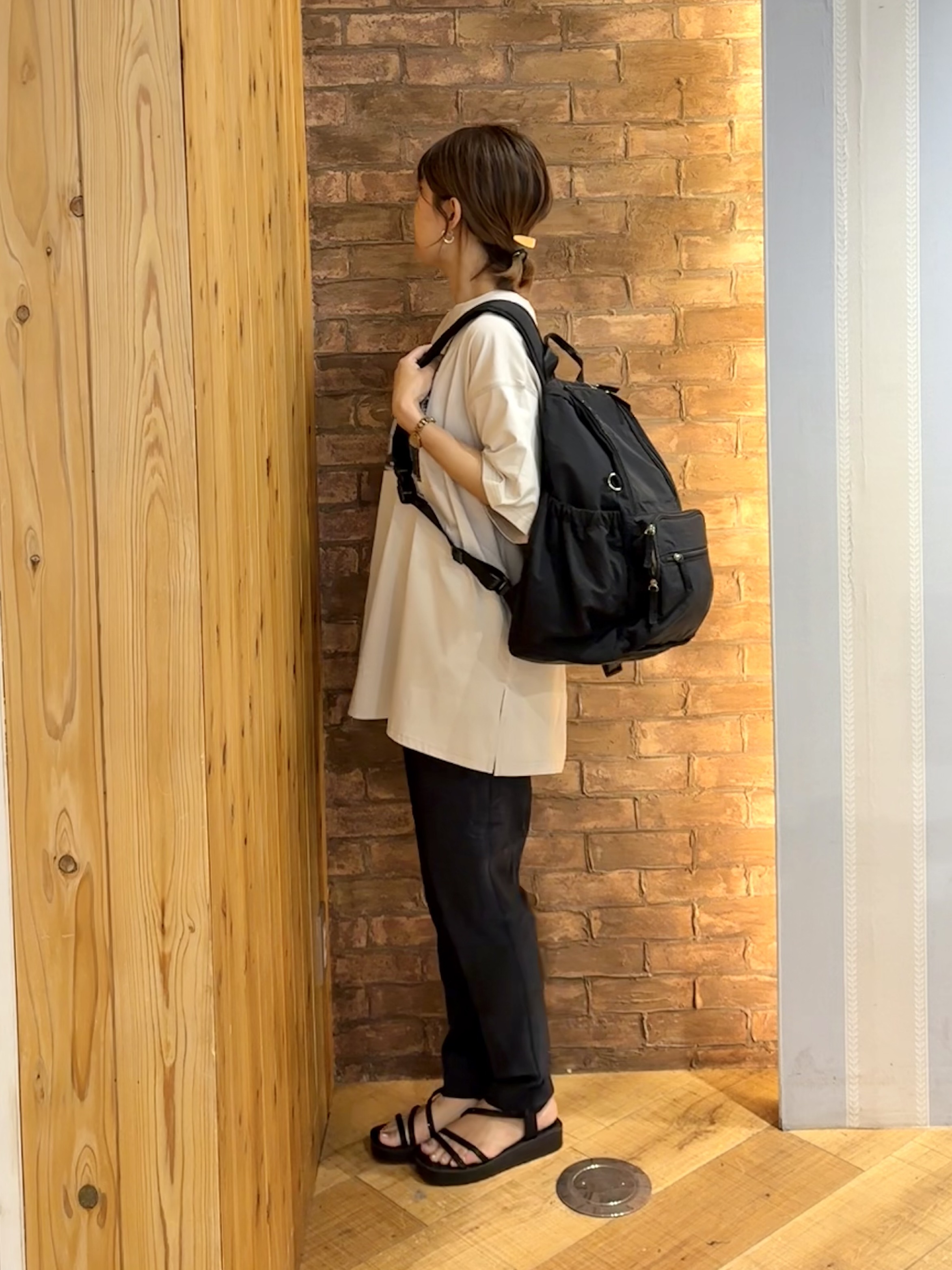 mieさんの「SHOO･LA･RUE｜【体型カバー】ゆるっとBIGアソートTシャツ」を使ったコーディネート