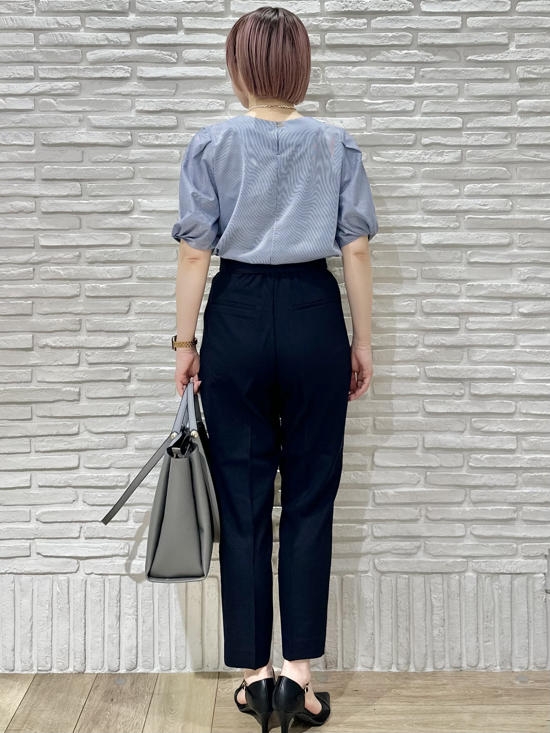 Hana...eさんの「index｜【吸水速乾】ストライプ調デザインスリーブトップス《洗濯機OK》」を使ったコーディネート