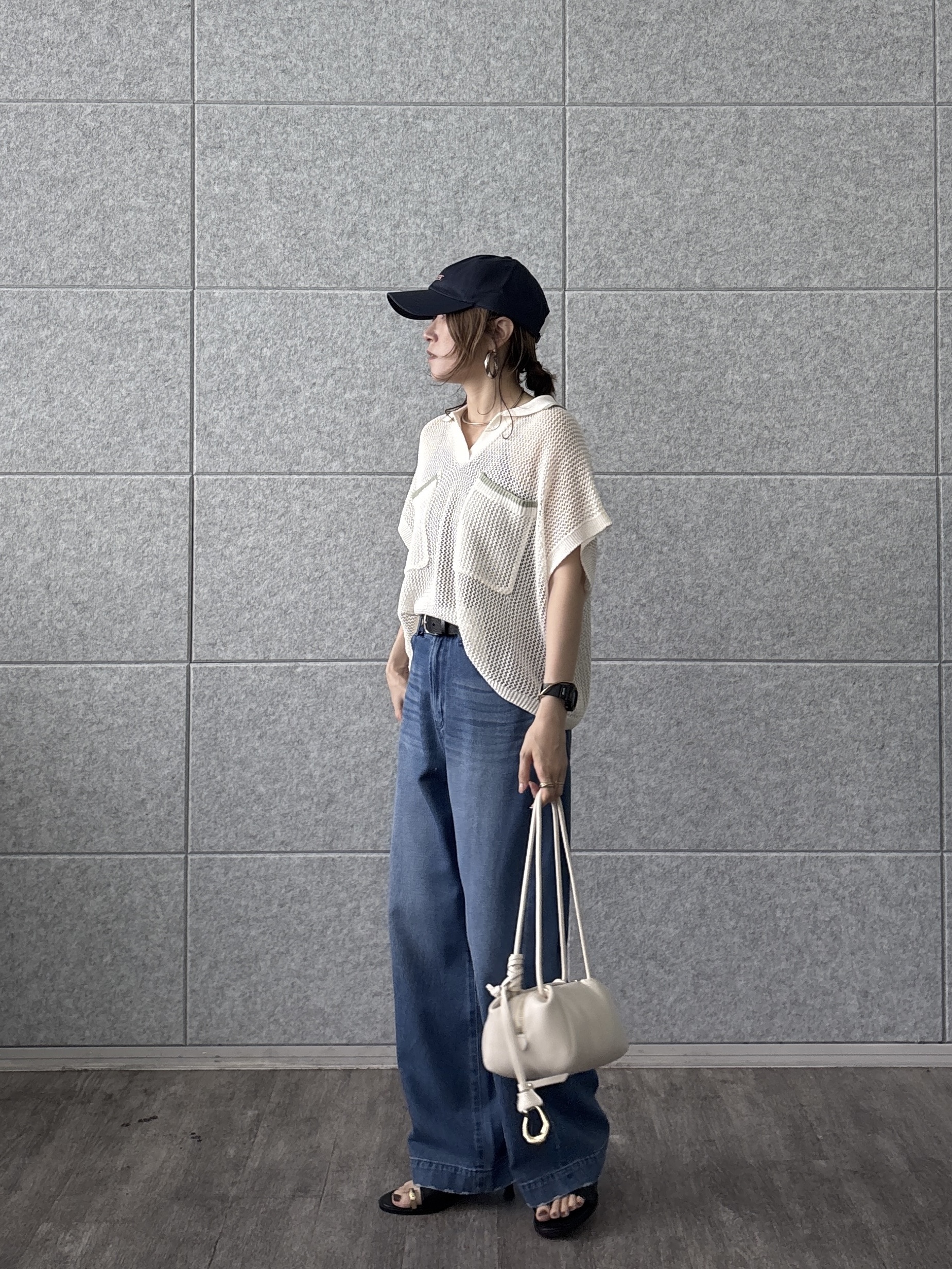 kotakiさんの「INDIVI｜メッシュポロドルマンニット」を使ったコーディネート