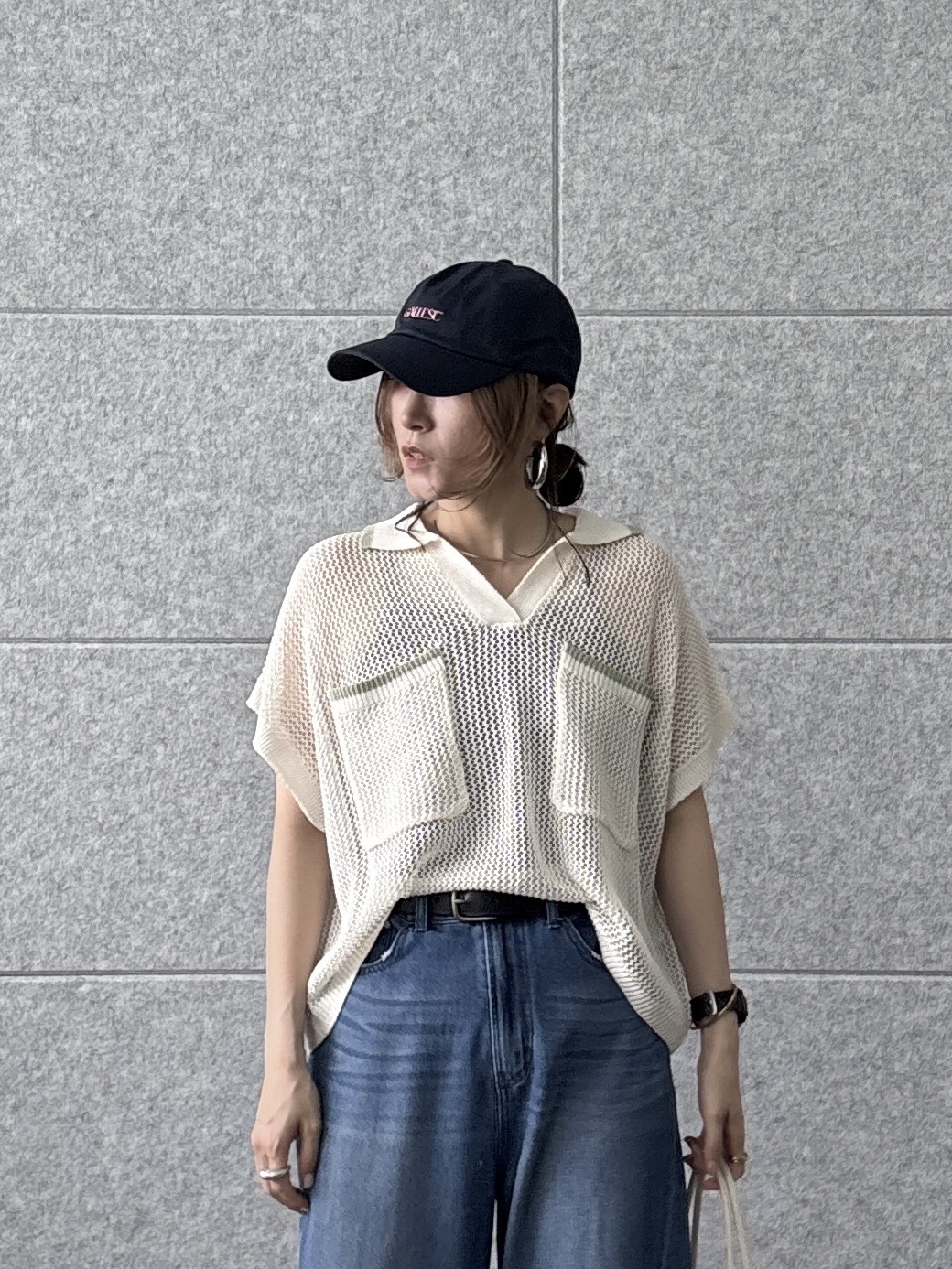 kotakiさんの「INDIVI｜メッシュポロドルマンニット」を使ったコーディネート