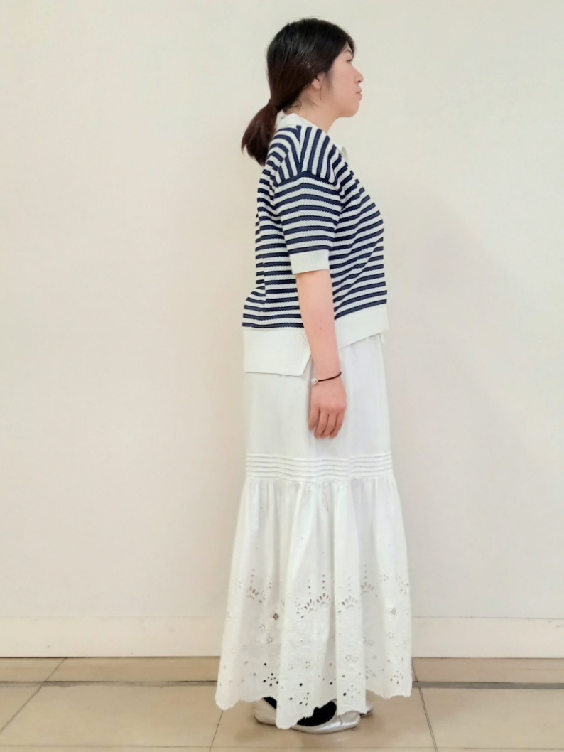 emiさんの「DRESSTERIOR｜ウォッシャブルエンブロイダリースカート」を使ったコーディネート