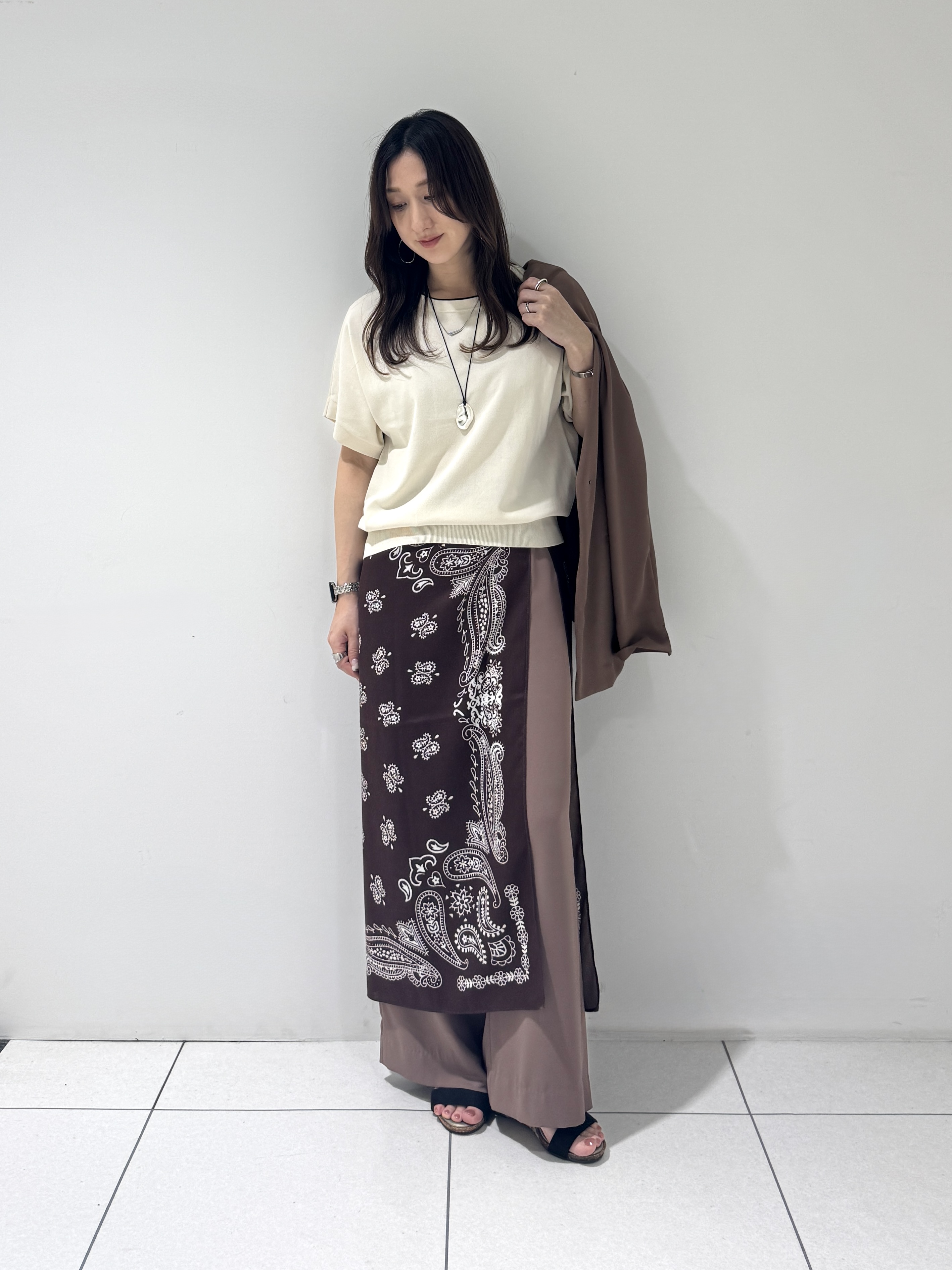 そんさんの「INDIVI｜【接触冷感／透湿／着る日傘】ノーカラージャケット」を使ったコーディネート