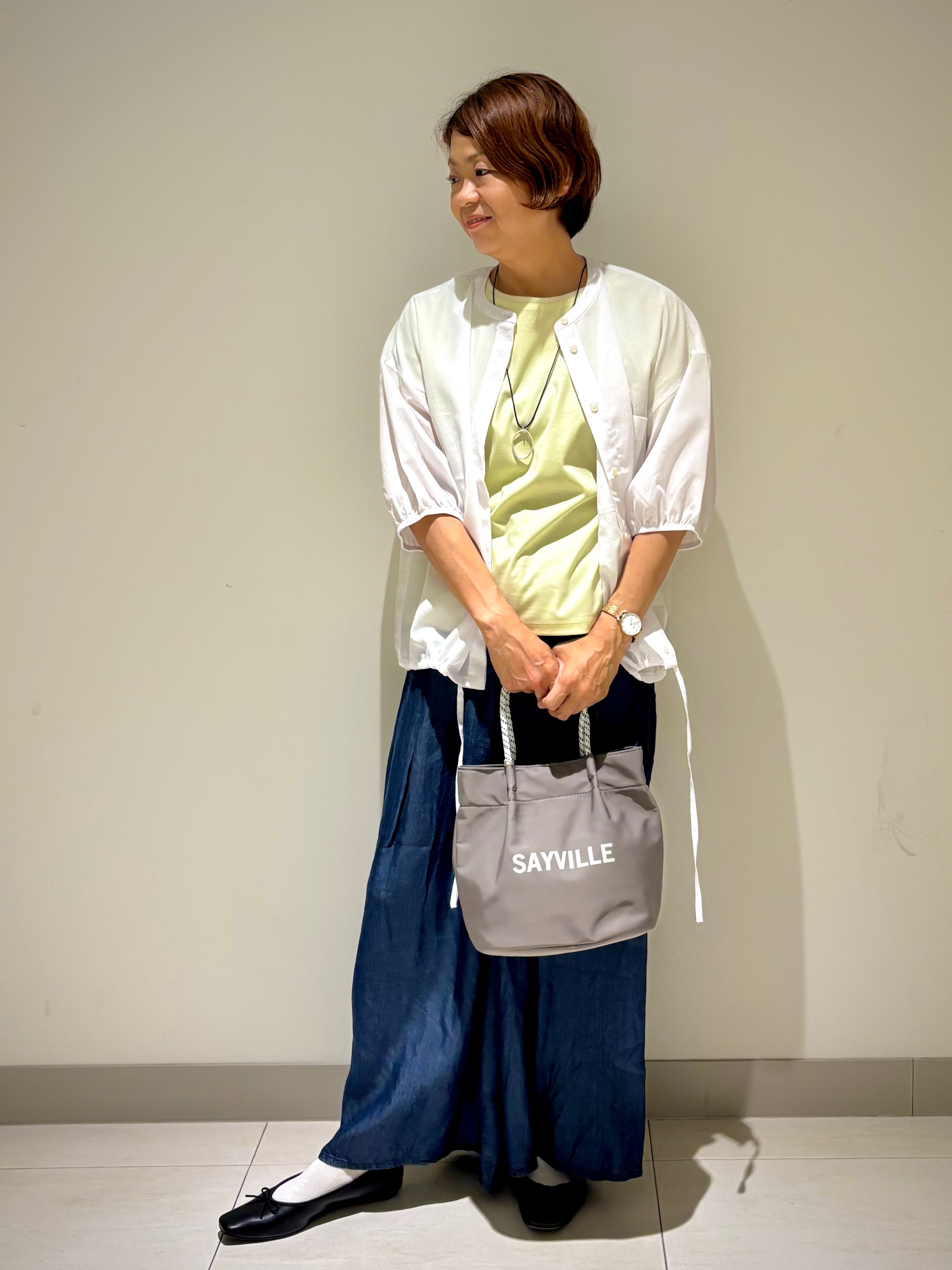 Haruさんの「Dessin｜【高通気/セットアップ可】ハーフスリーブドロストシャツブラウス」を使ったコーディネート