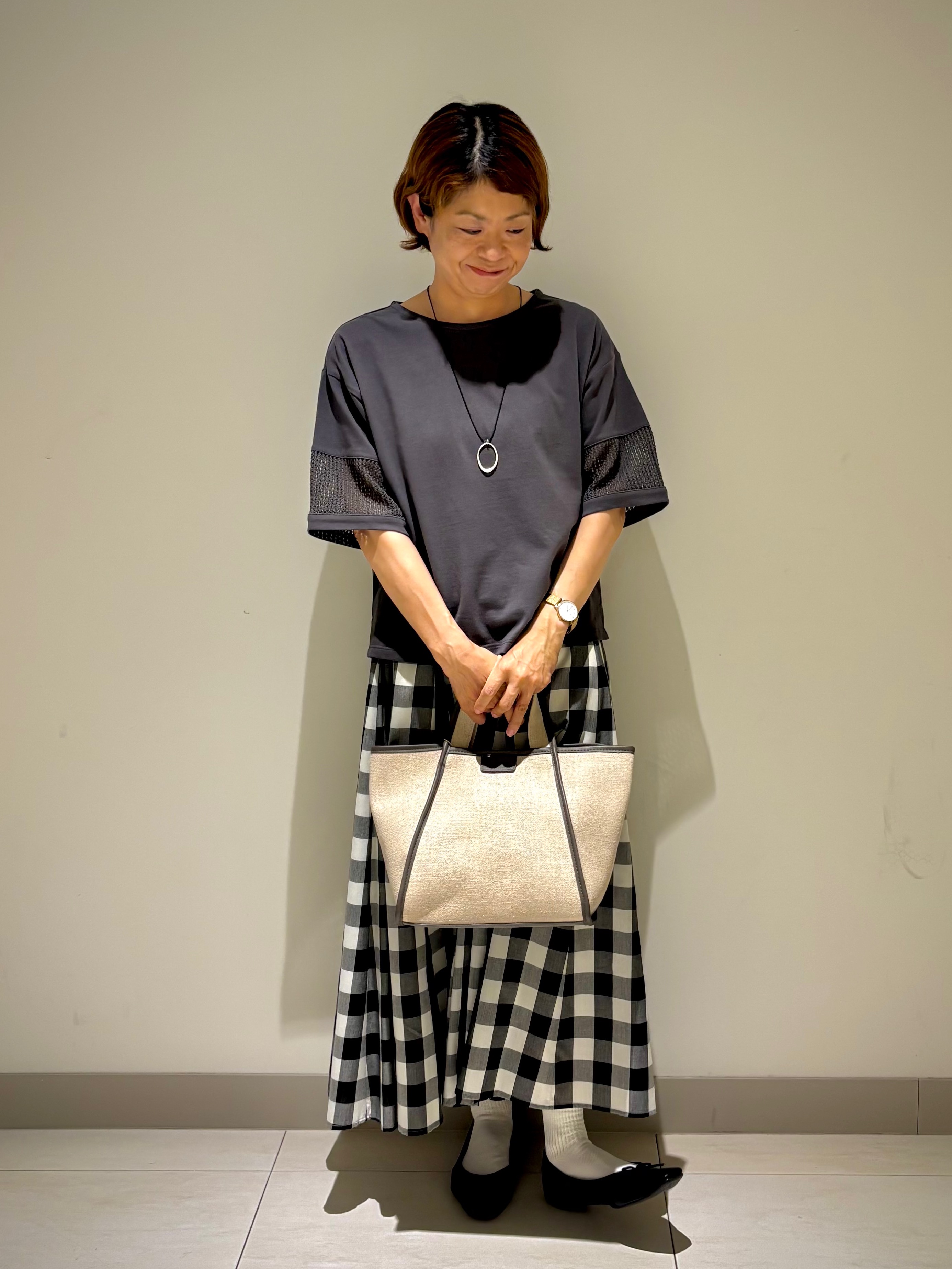 Haruさんの「Dessin｜【接触冷感】メッシュレーススリーブプルオーバー」を使ったコーディネート