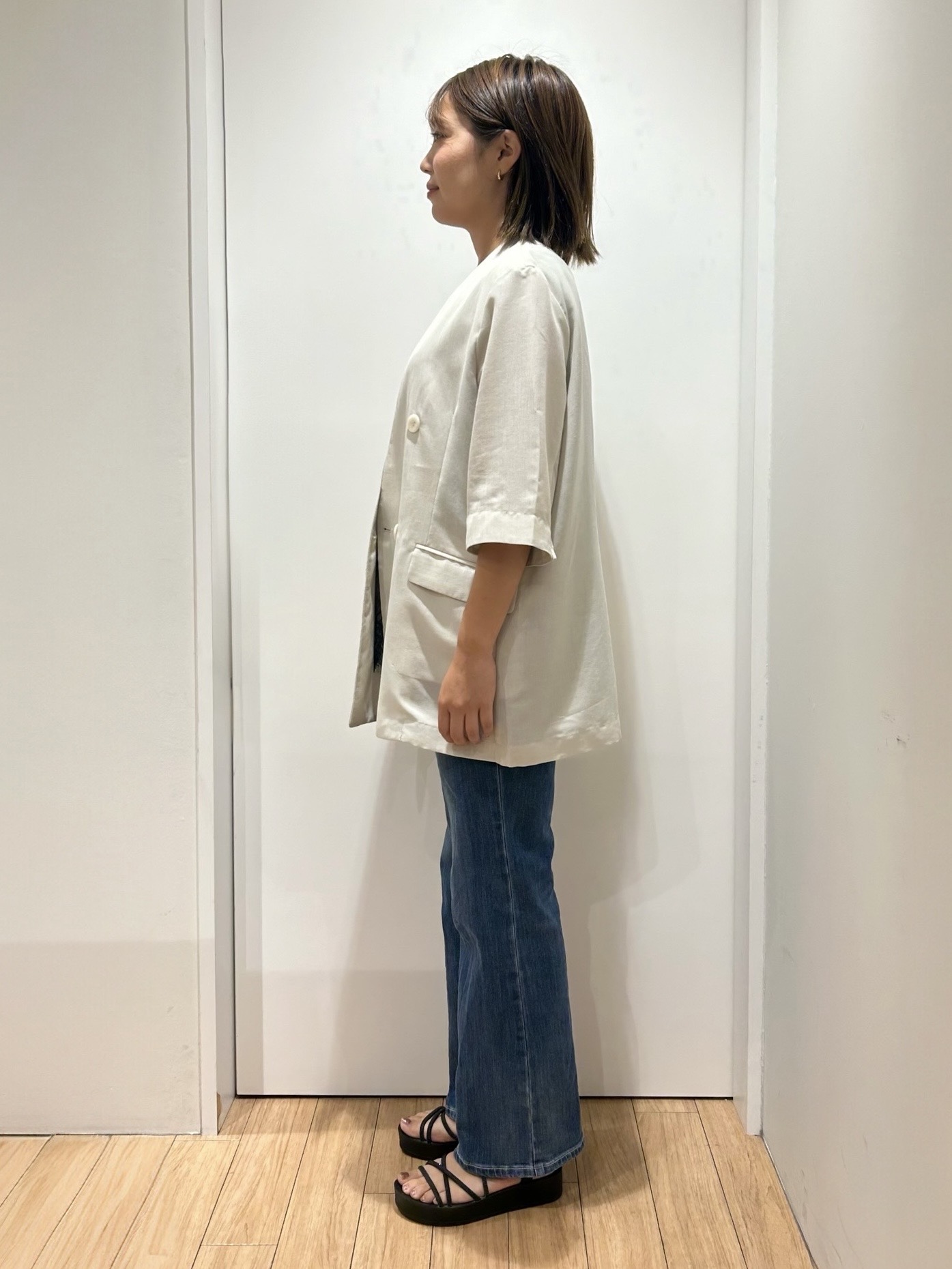 shihoさんの「grove｜【洗濯機OK/ひんやり】軽く羽織れるハーフスリーブジャケット」を使ったコーディネート
