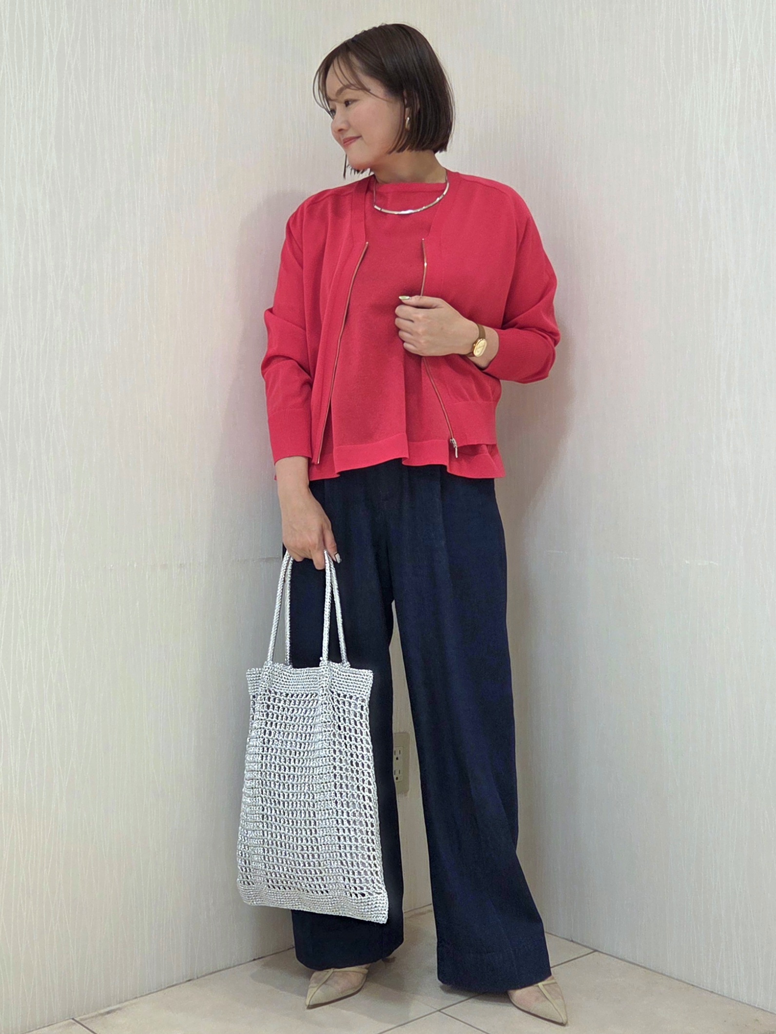 naokoさんの「UNTITLED｜【アンサンブル可/日除け・冷房対策】シアーレーヨンZIPカーディガン」を使ったコーディネート