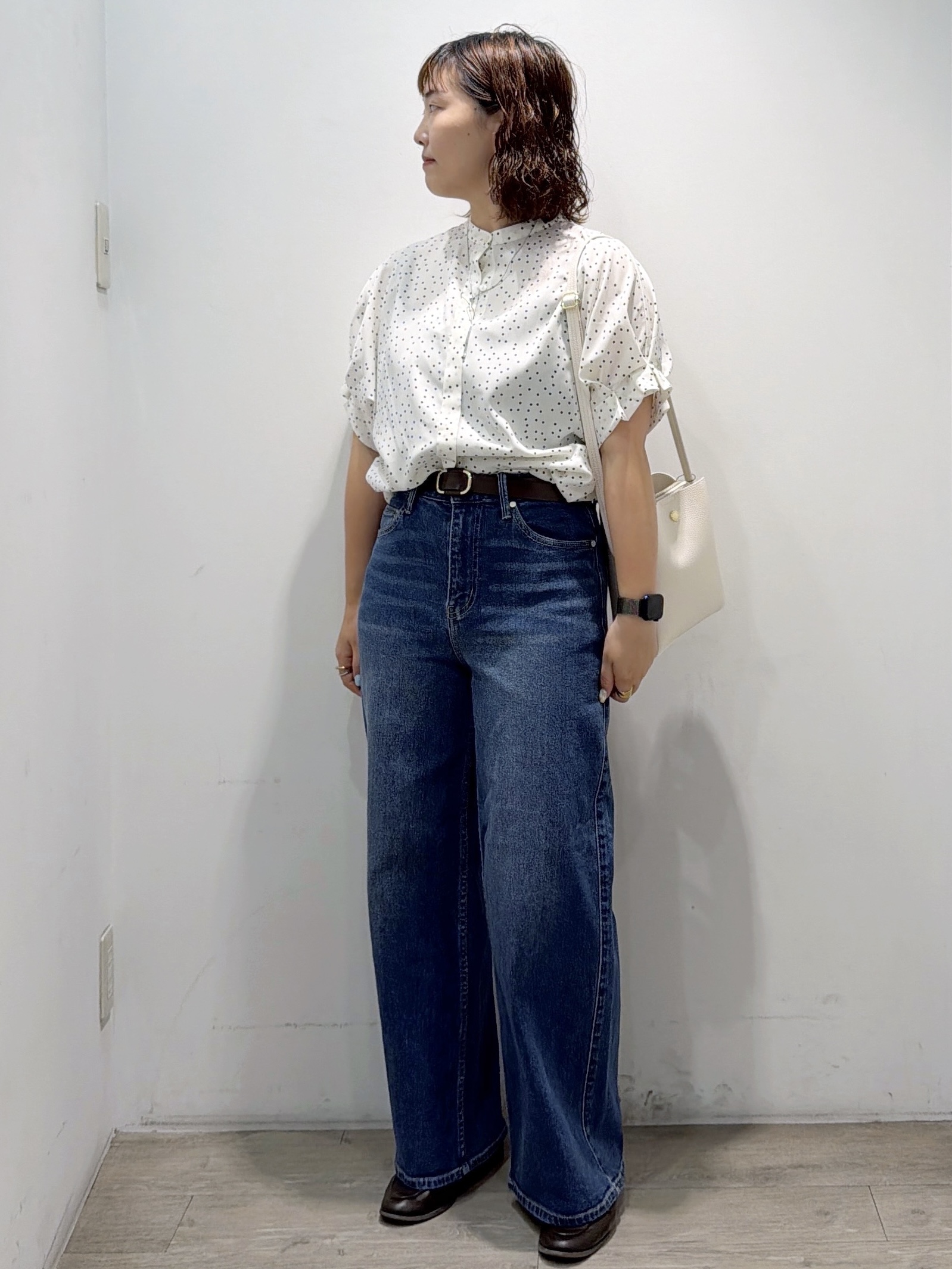 sumicaさんの「OPAQUE.CLIP｜タックスリーブ プリントブラウス《イージーアイロン／洗濯機OK》」を使ったコーディネート