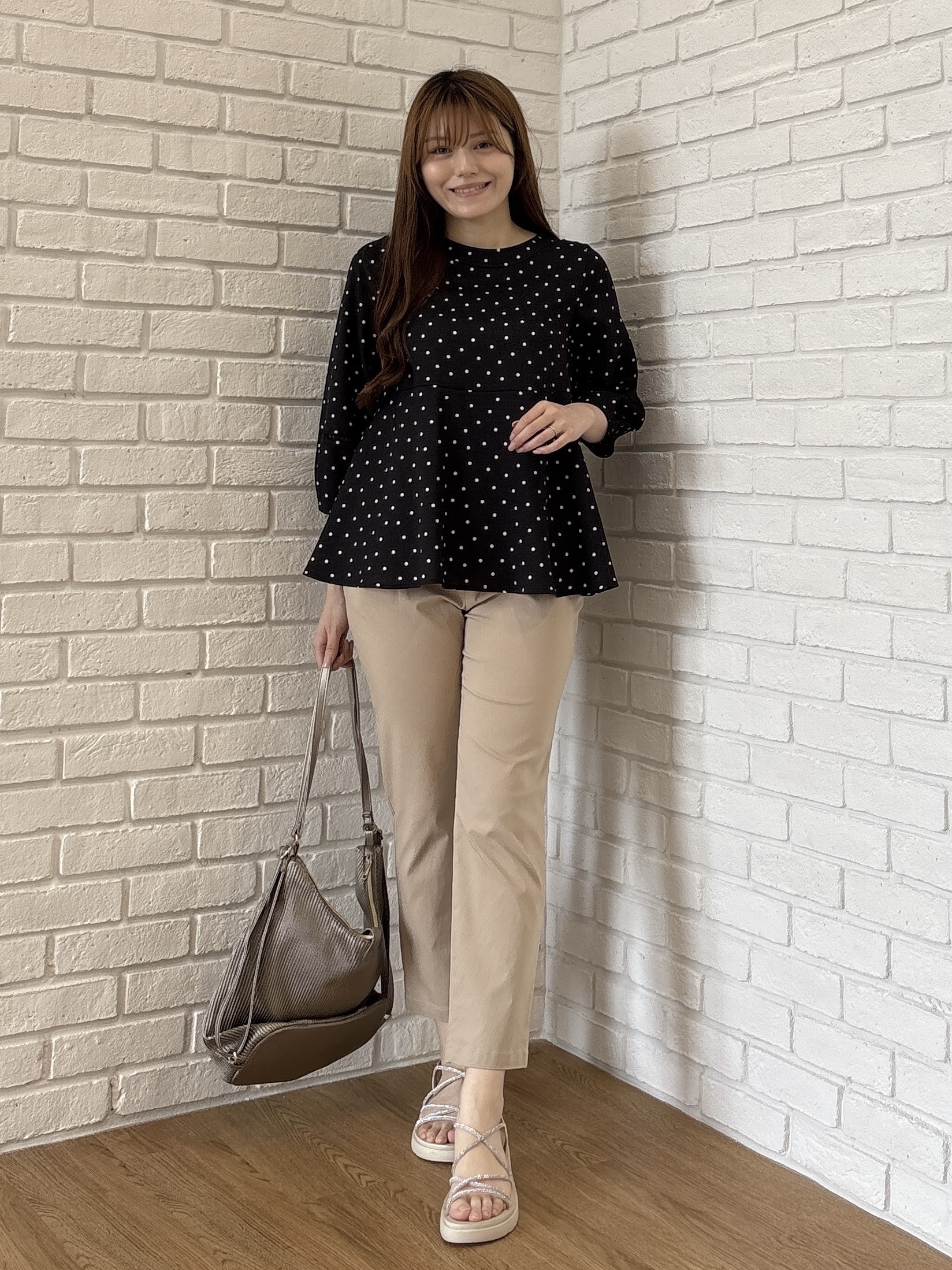 sayaさんの「grove｜【UVカット・体型カバーも叶う】麻調メッシュランタンスリーブブラウス」を使ったコーディネート