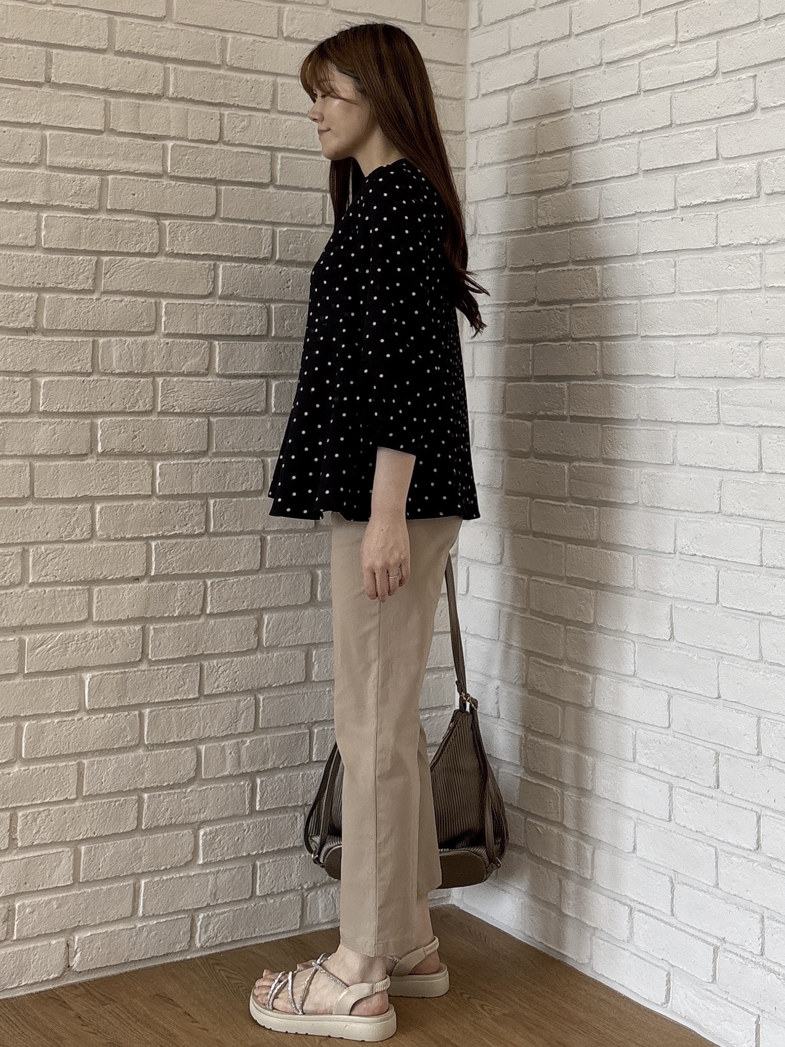 sayaさんの「grove｜【UVカット・体型カバーも叶う】麻調メッシュランタンスリーブブラウス」を使ったコーディネート