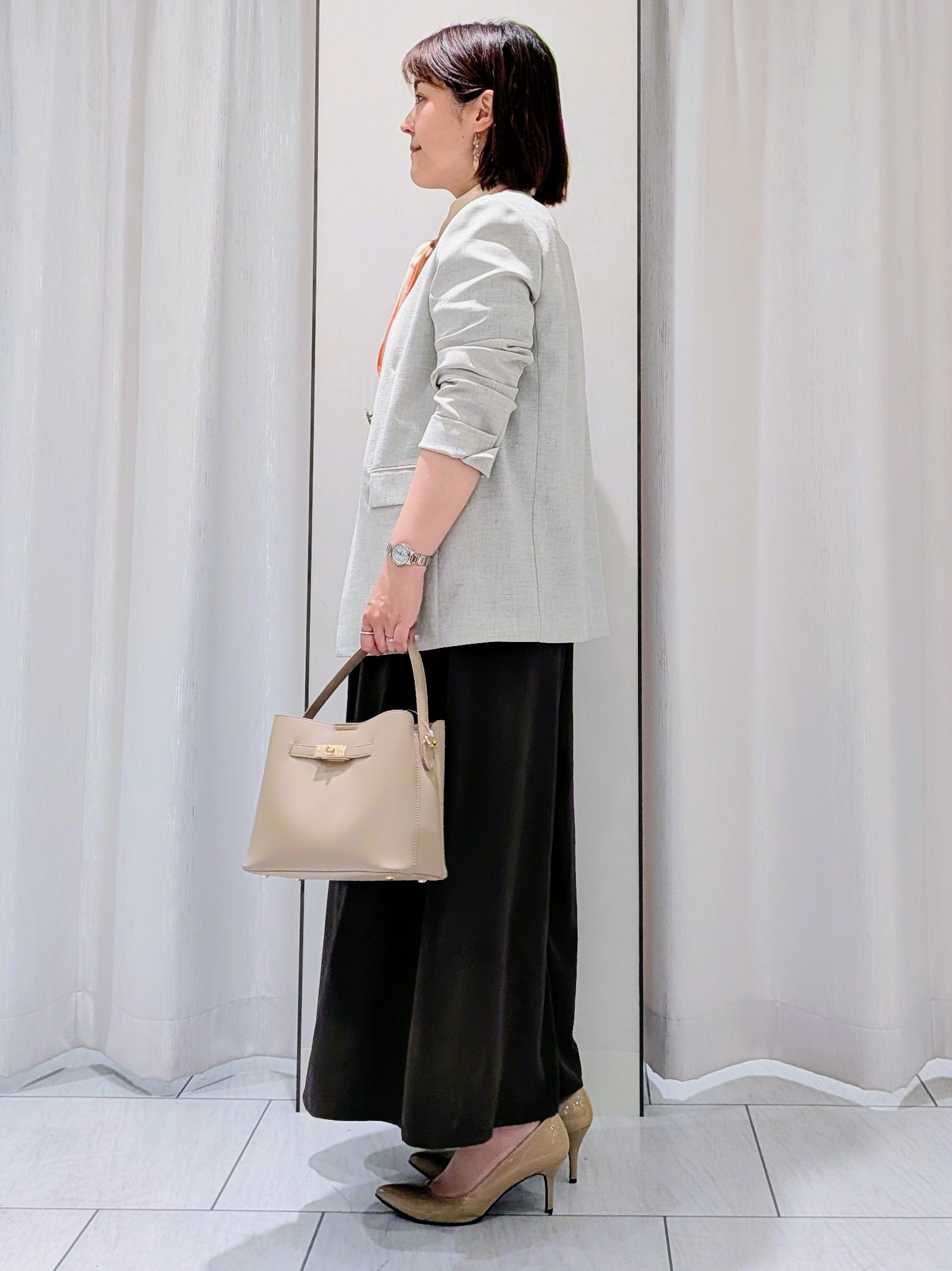 Onumaさんの「UNTITLED｜◆【さらりと快適/セットアップ可/UV/接触冷感】スラブカラーレスジャケット」を使ったコーディネート