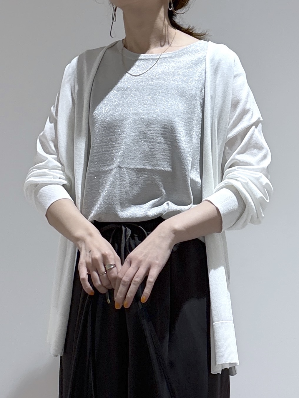 はなさんの「OPAQUE.CLIP｜【接触冷感】ニットカーディガン《洗濯機OK／抗ピリング》」を使ったコーディネート