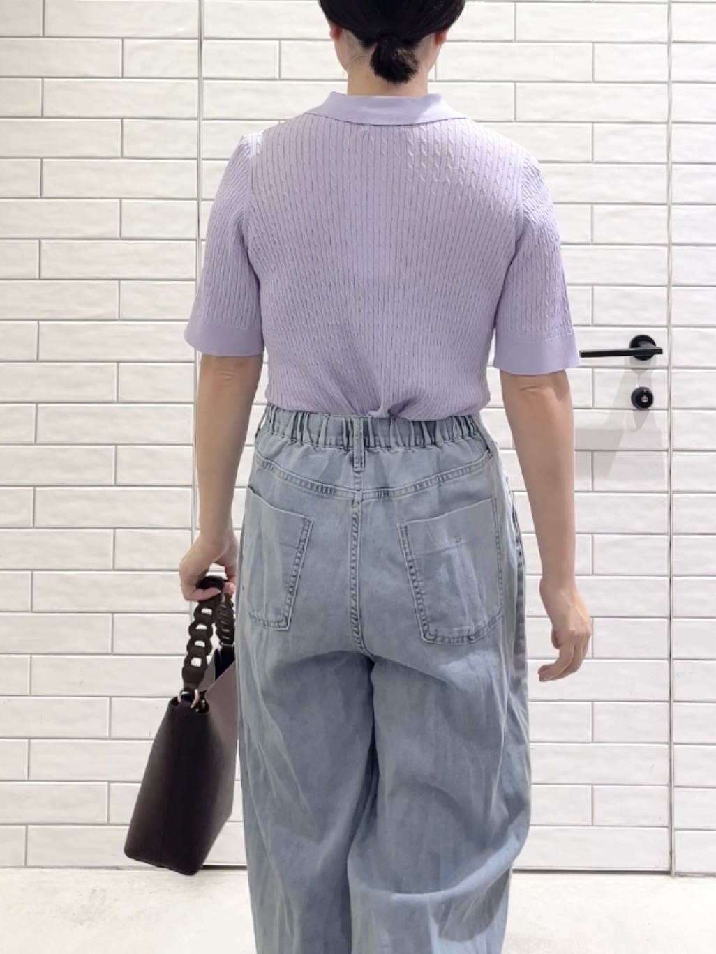 しおりさんの「OPAQUE.CLIP｜【UV／接触冷感】ケーブルポロニット《洗濯機OK／抗ピル》」を使ったコーディネート