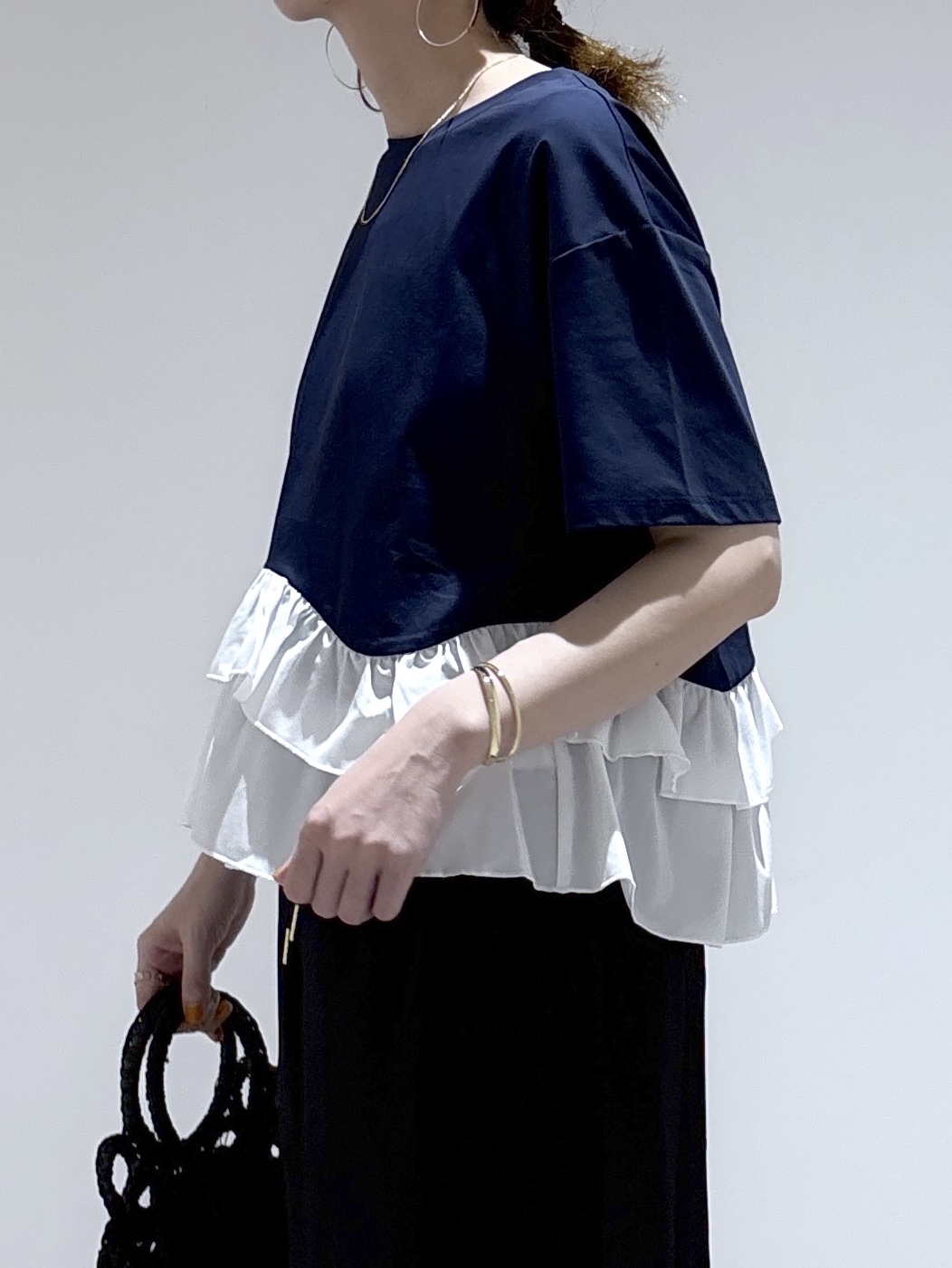 はなさんの「OPAQUE.CLIP｜裾フリルドッキングTシャツ【洗濯機OK】」を使ったコーディネート