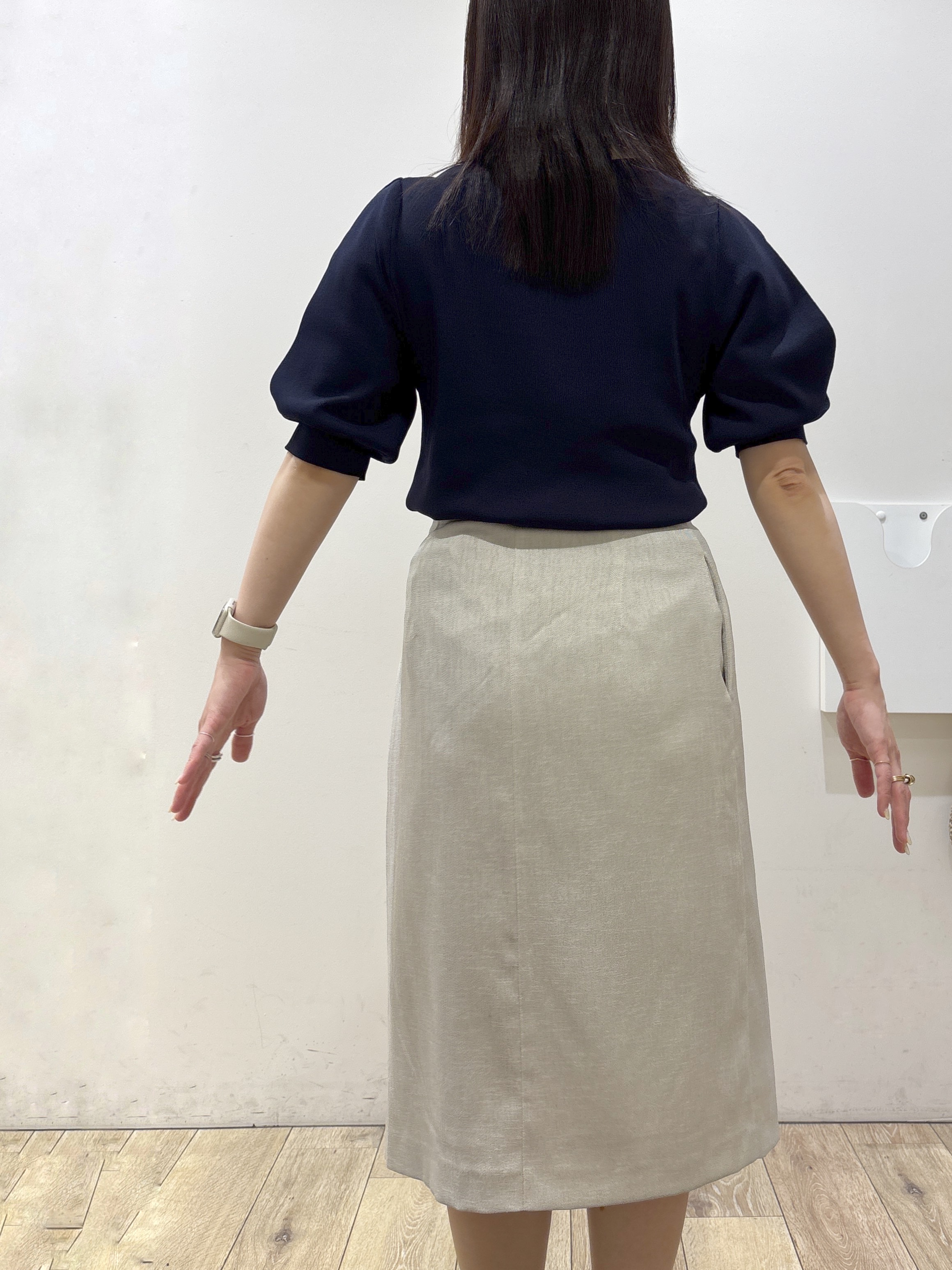 mameさんの「index｜【接触冷感／UVケア】クールタッチラップスリーブニット《洗濯機OK／XS～3L／9col》」を使ったコーディネート