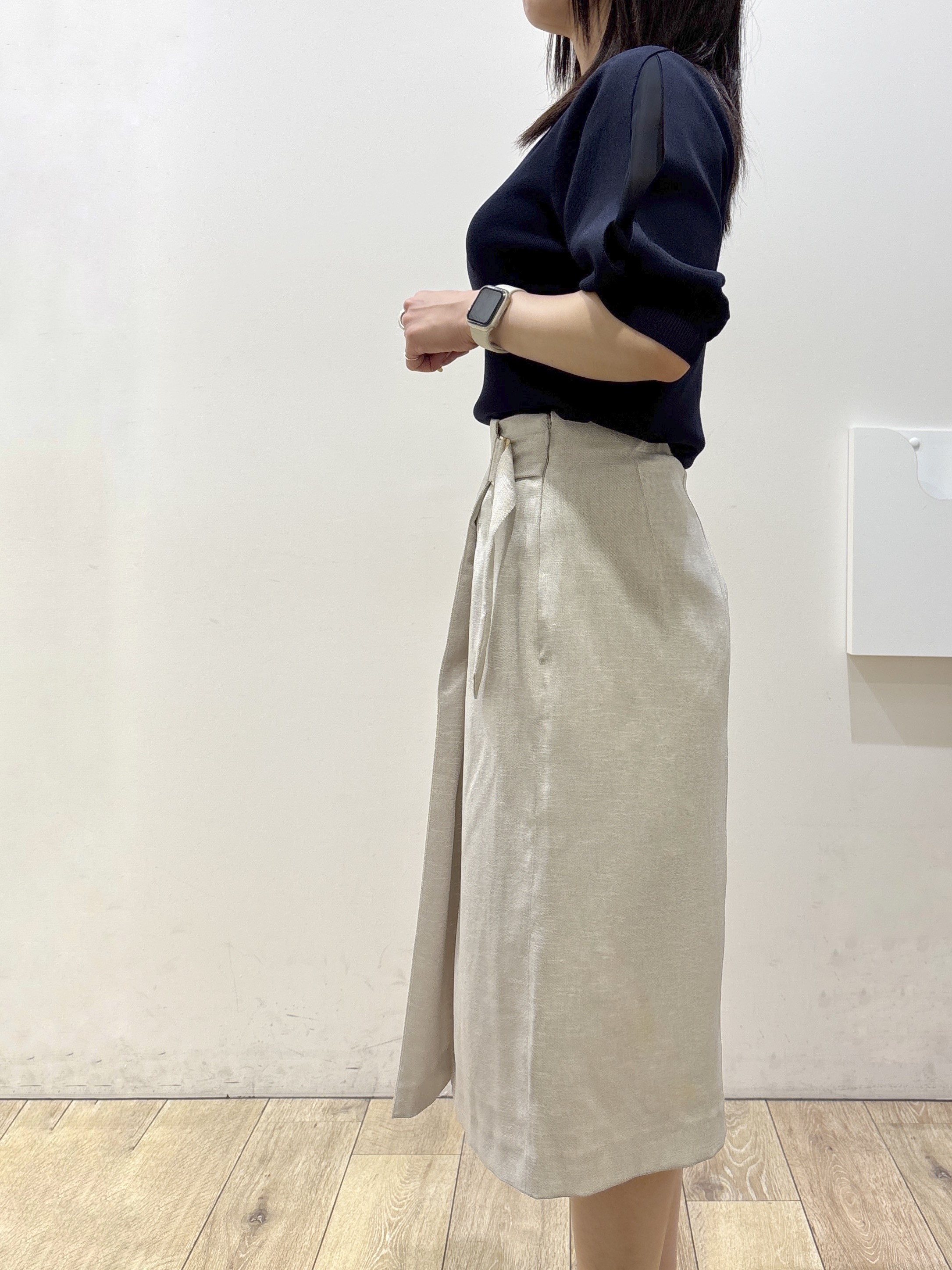 mameさんの「index｜【接触冷感／UVケア】クールタッチラップスリーブニット《洗濯機OK／XS～3L／9col》」を使ったコーディネート