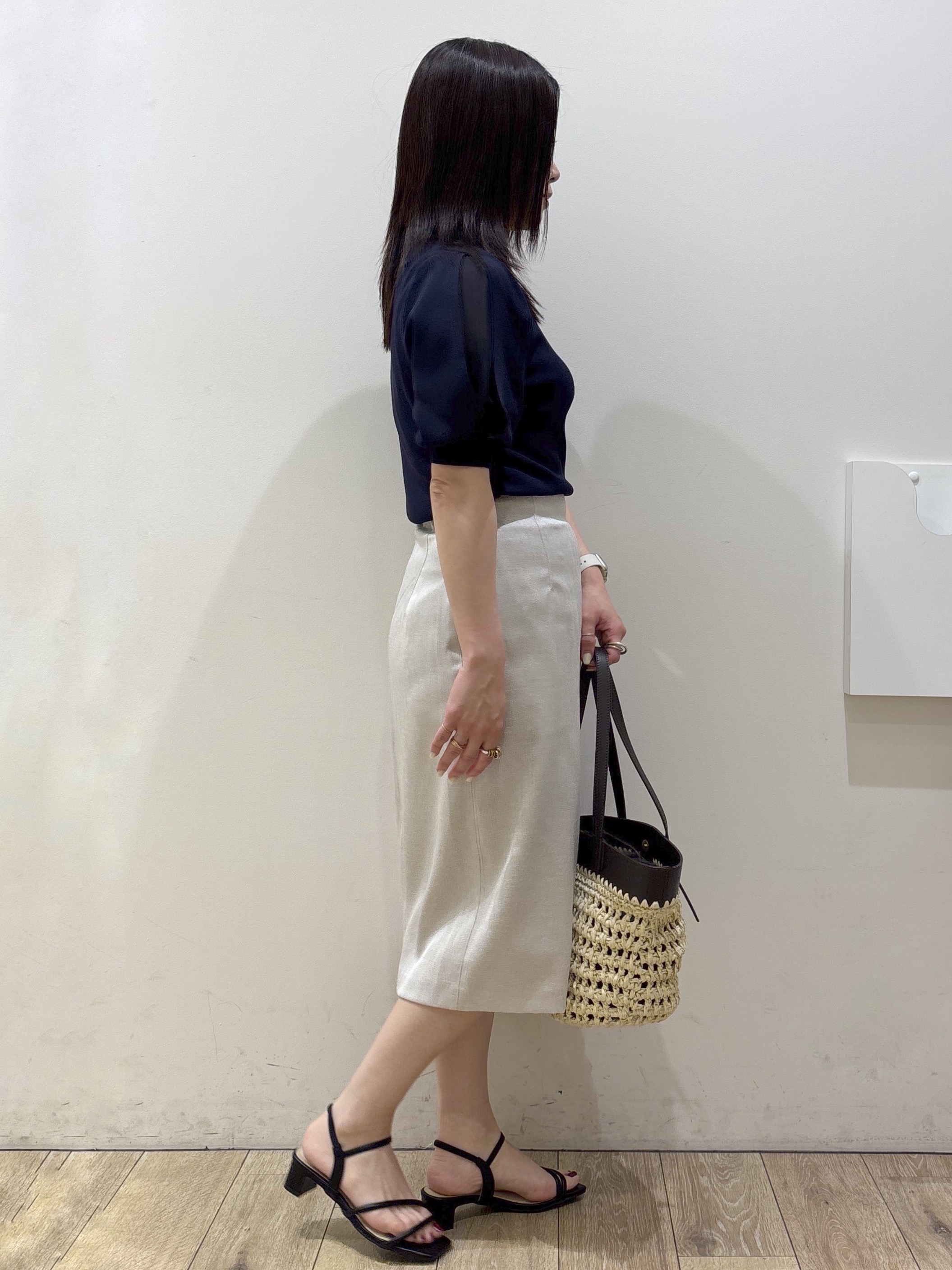 mameさんの「index｜【接触冷感／UVケア】クールタッチラップスリーブニット《洗濯機OK／XS～3L／9col》」を使ったコーディネート