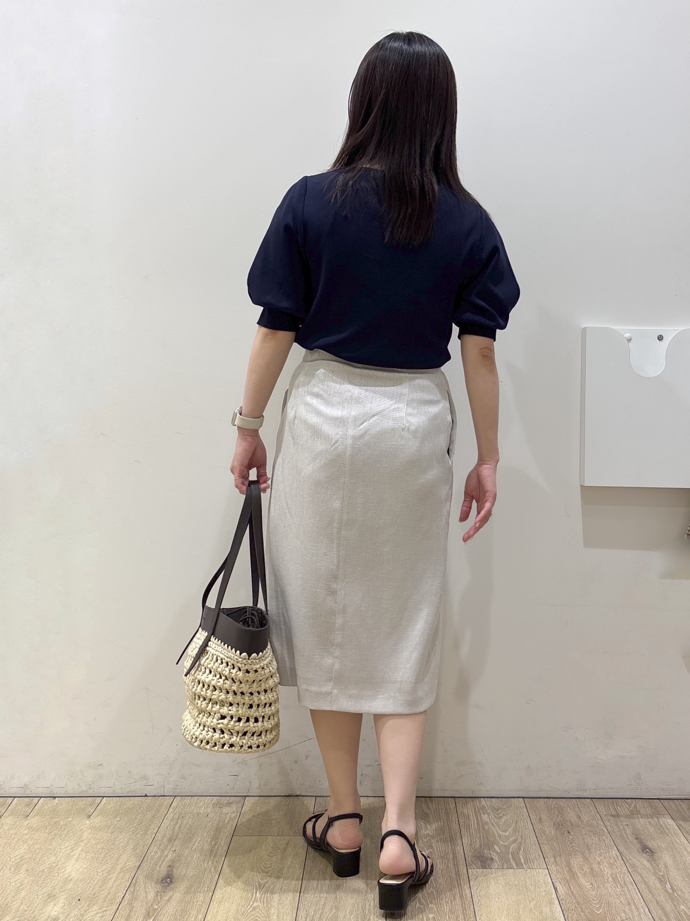 mameさんの「index｜【接触冷感／UVケア】クールタッチラップスリーブニット《洗濯機OK／XS～3L／9col》」を使ったコーディネート