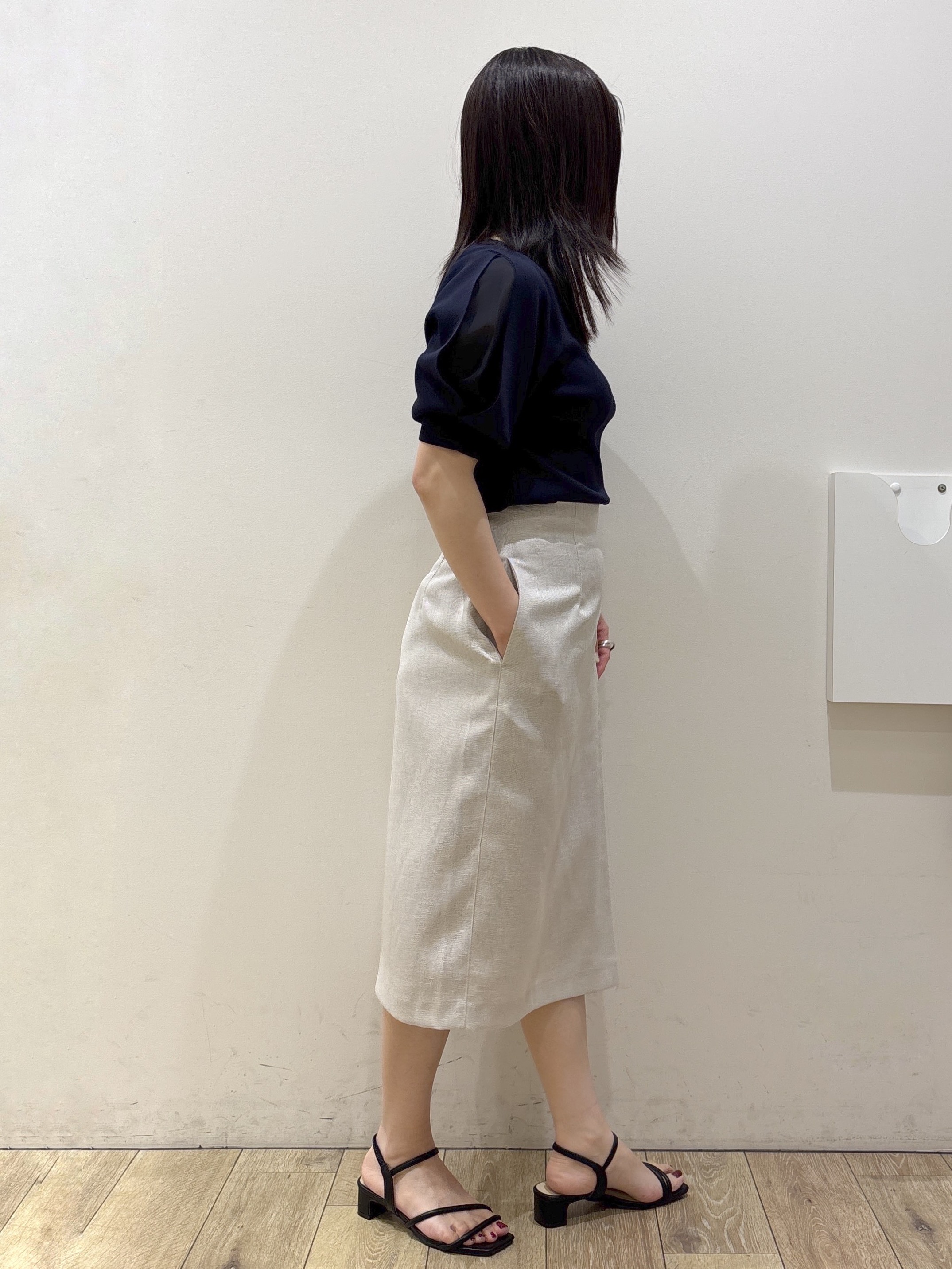 mameさんの「index｜【接触冷感／UVケア】クールタッチラップスリーブニット《洗濯機OK／XS～3L／9col》」を使ったコーディネート