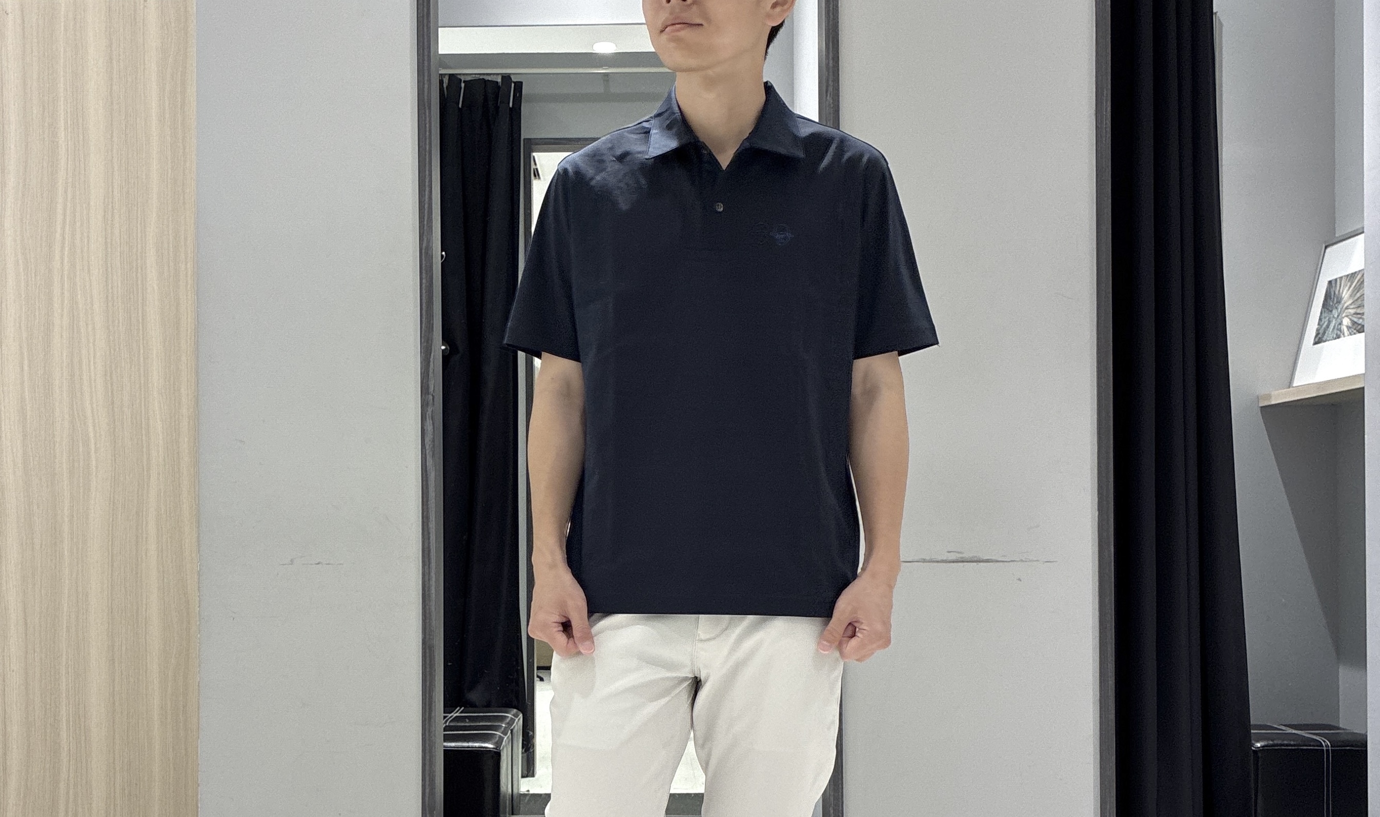 わいずみさんの「TAKEO KIKUCHI｜【接触冷感】アイスクリアコットン ワンポイント ポロシャツ」を使ったコーディネート