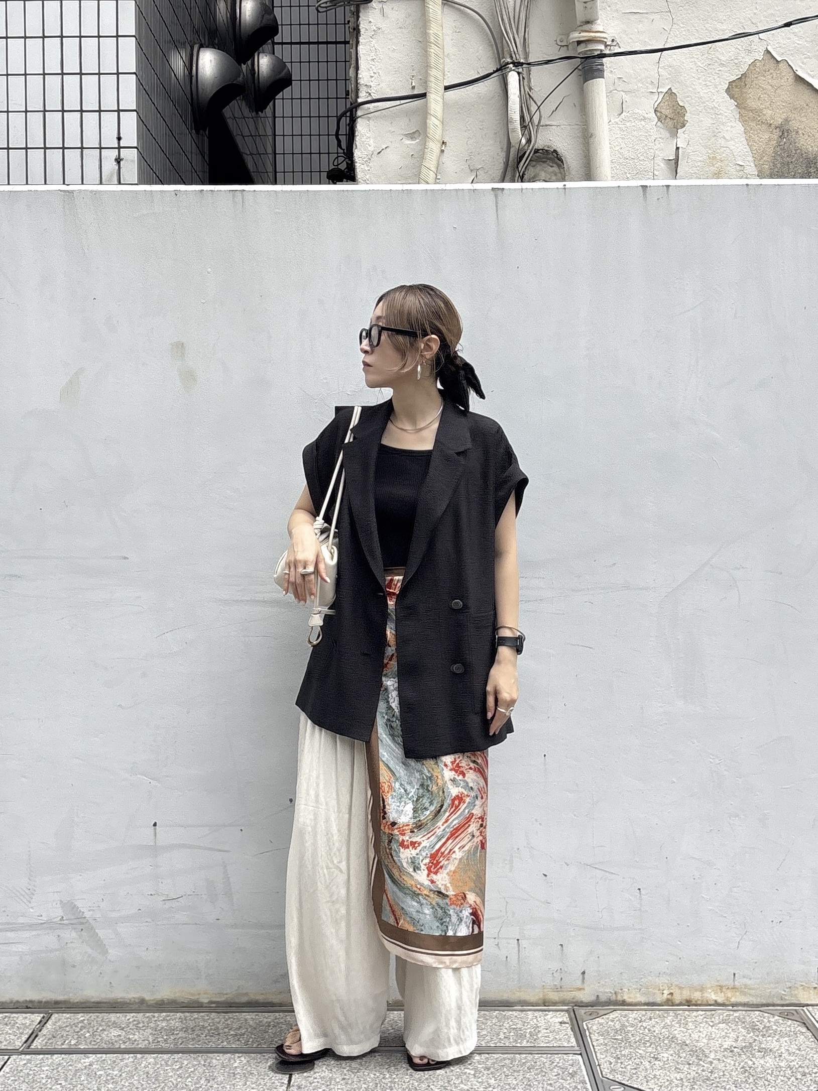 kotakiさんの「INDIVI｜ワッシャーシアー半袖ダブルジャケット」を使ったコーディネート