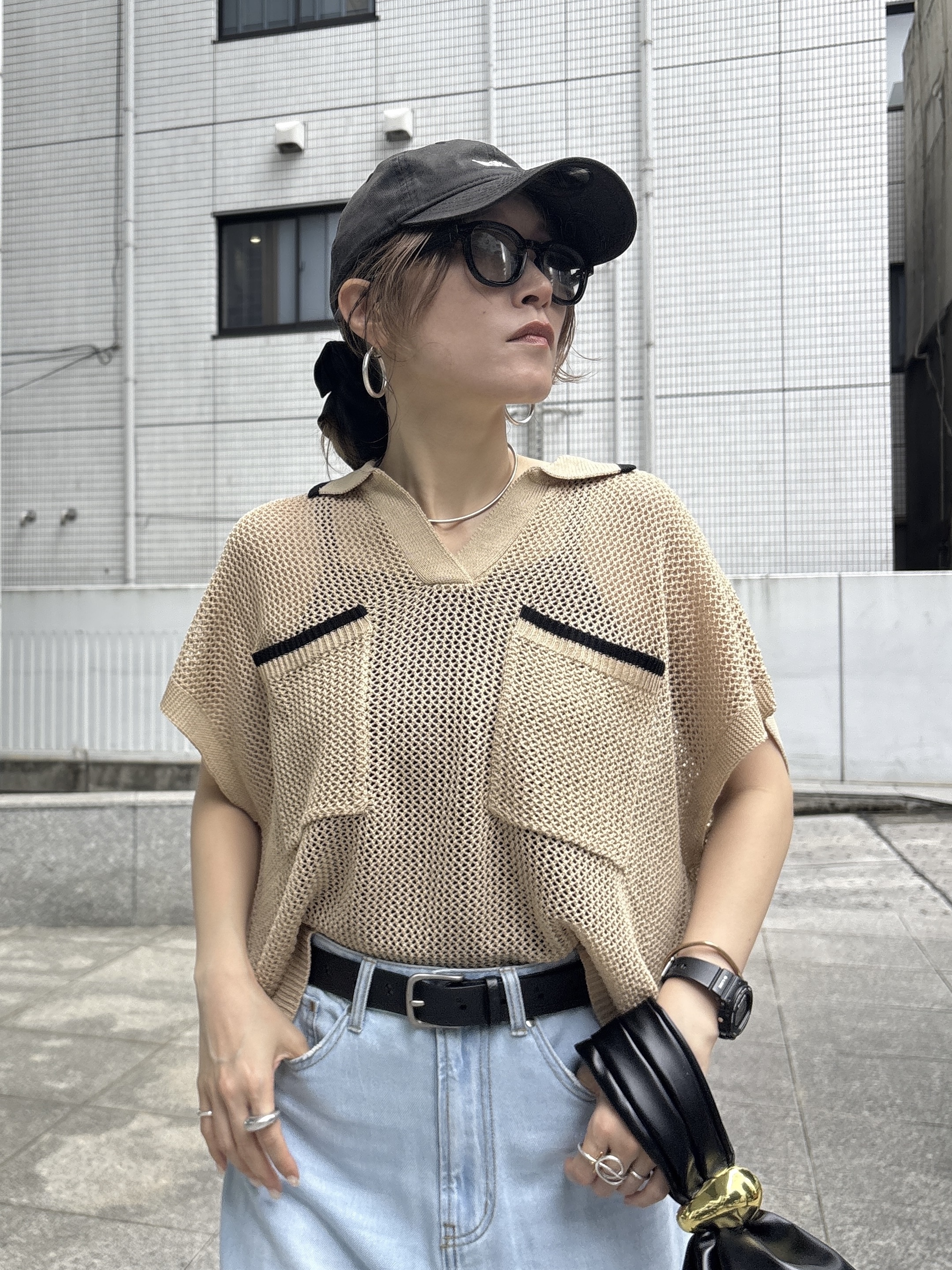 kotakiさんの「INDIVI｜メッシュポロドルマンニット」を使ったコーディネート