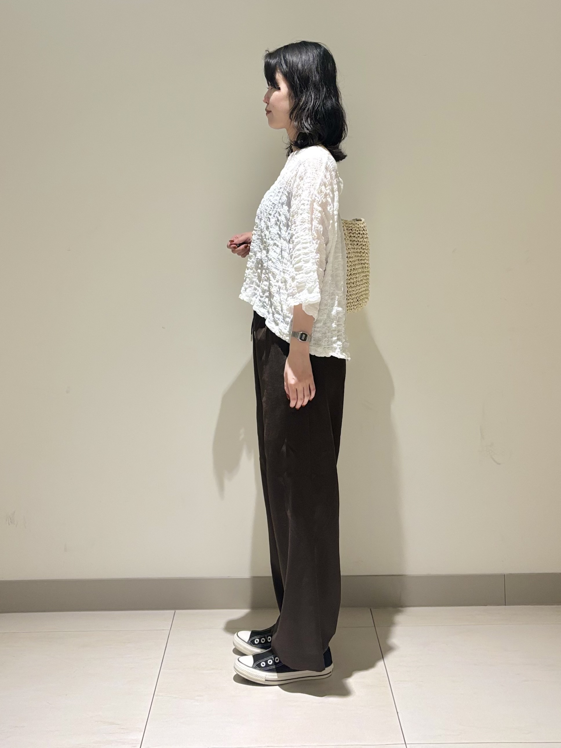 mayuさんの「Dessin｜【マシンウォッシャブル】エアリーシアー 5分袖プルオーバーシャツ」を使ったコーディネート