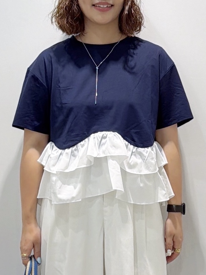 sumicaさんの「OPAQUE.CLIP｜裾フリルドッキングTシャツ【洗濯機OK】」を使ったコーディネート