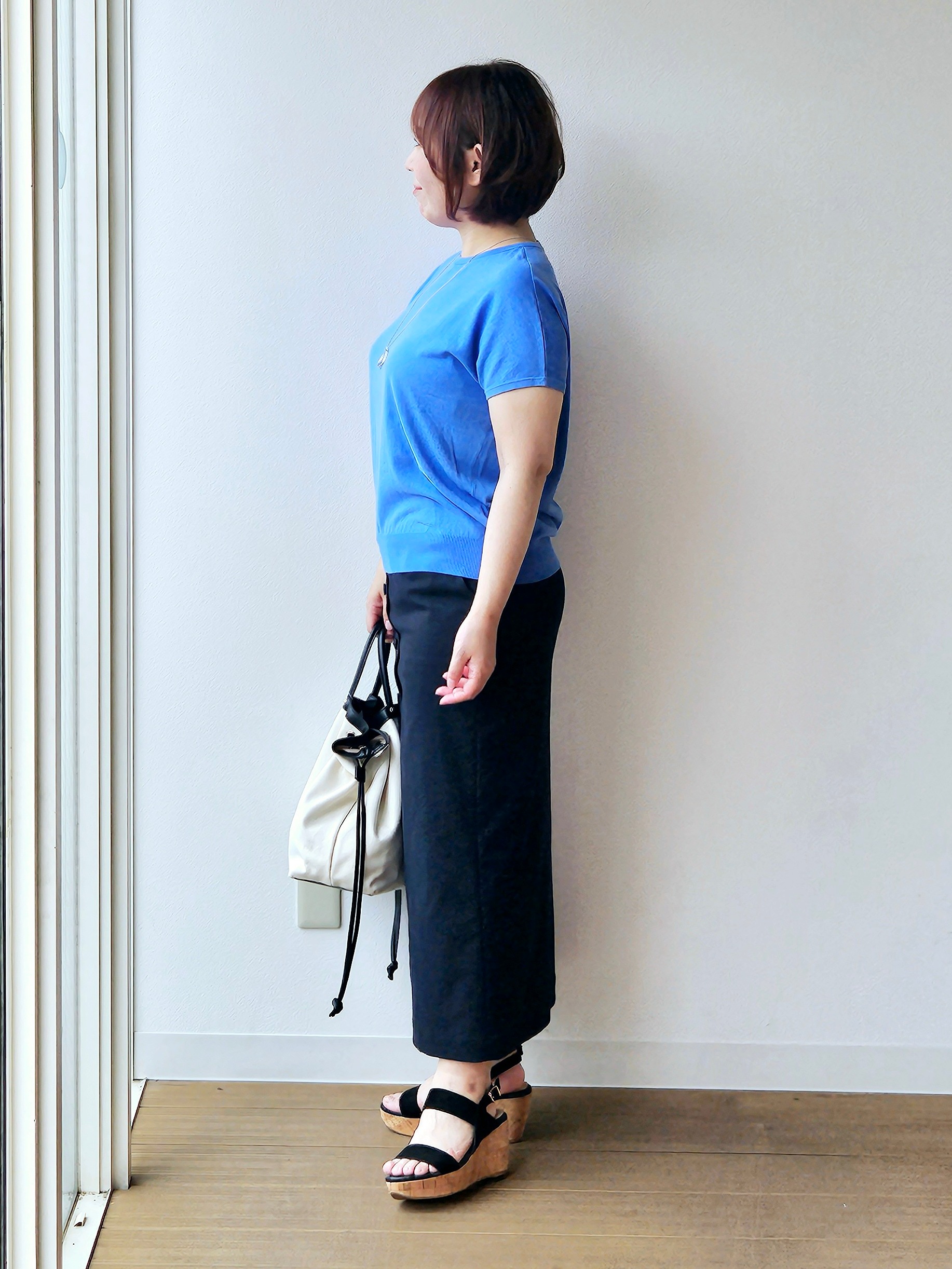 やじまさんの「UNTITLED｜◆【9色展開/アンサンブル可】コットンクルーネックカーディガン」を使ったコーディネート