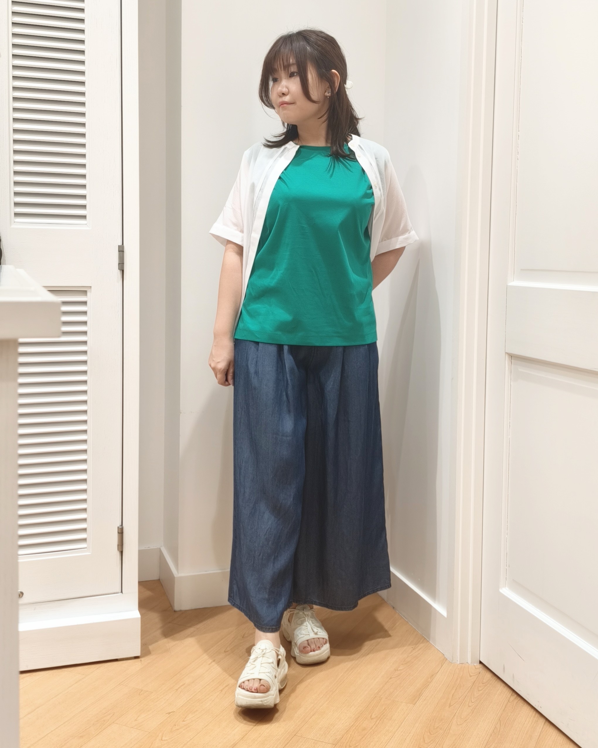 AIKOsanさんの「Dessin｜【高通気/セットアップ可】ドロストシャツ」を使ったコーディネート